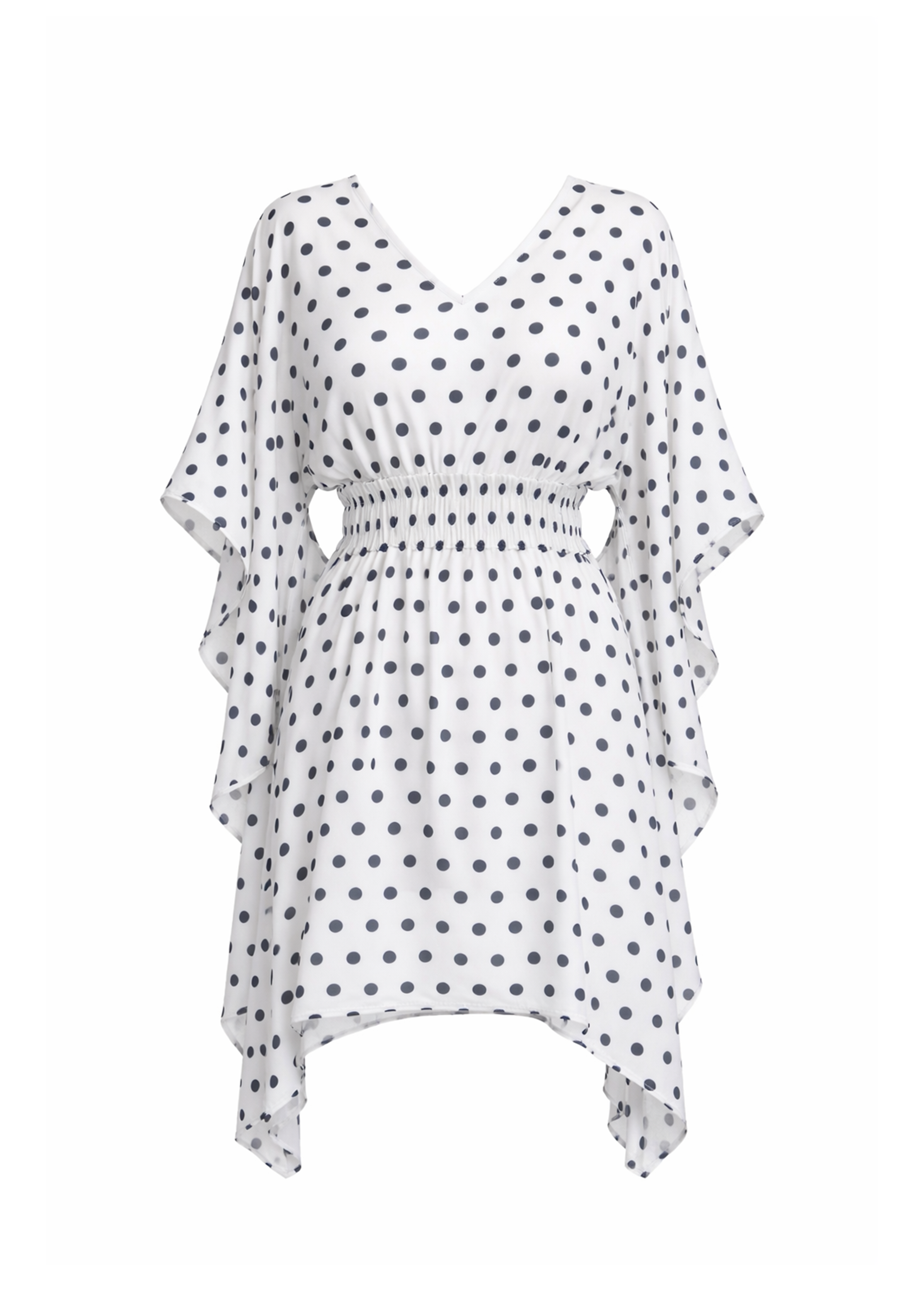 Alexia Beach Kaftan - White with Black Polka Dots