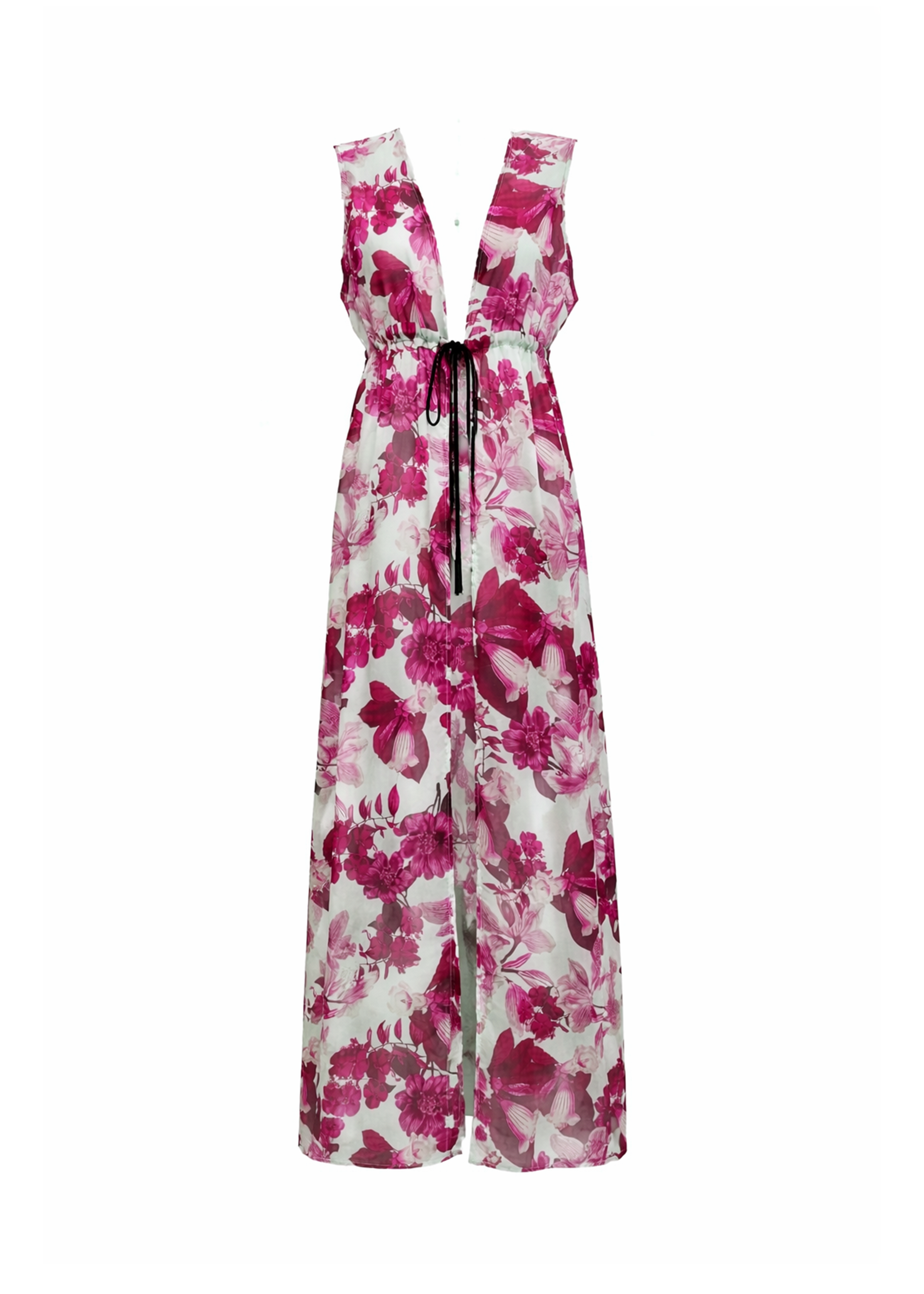 Anastasia Beach Dress - Royal-Fuschia Flowers