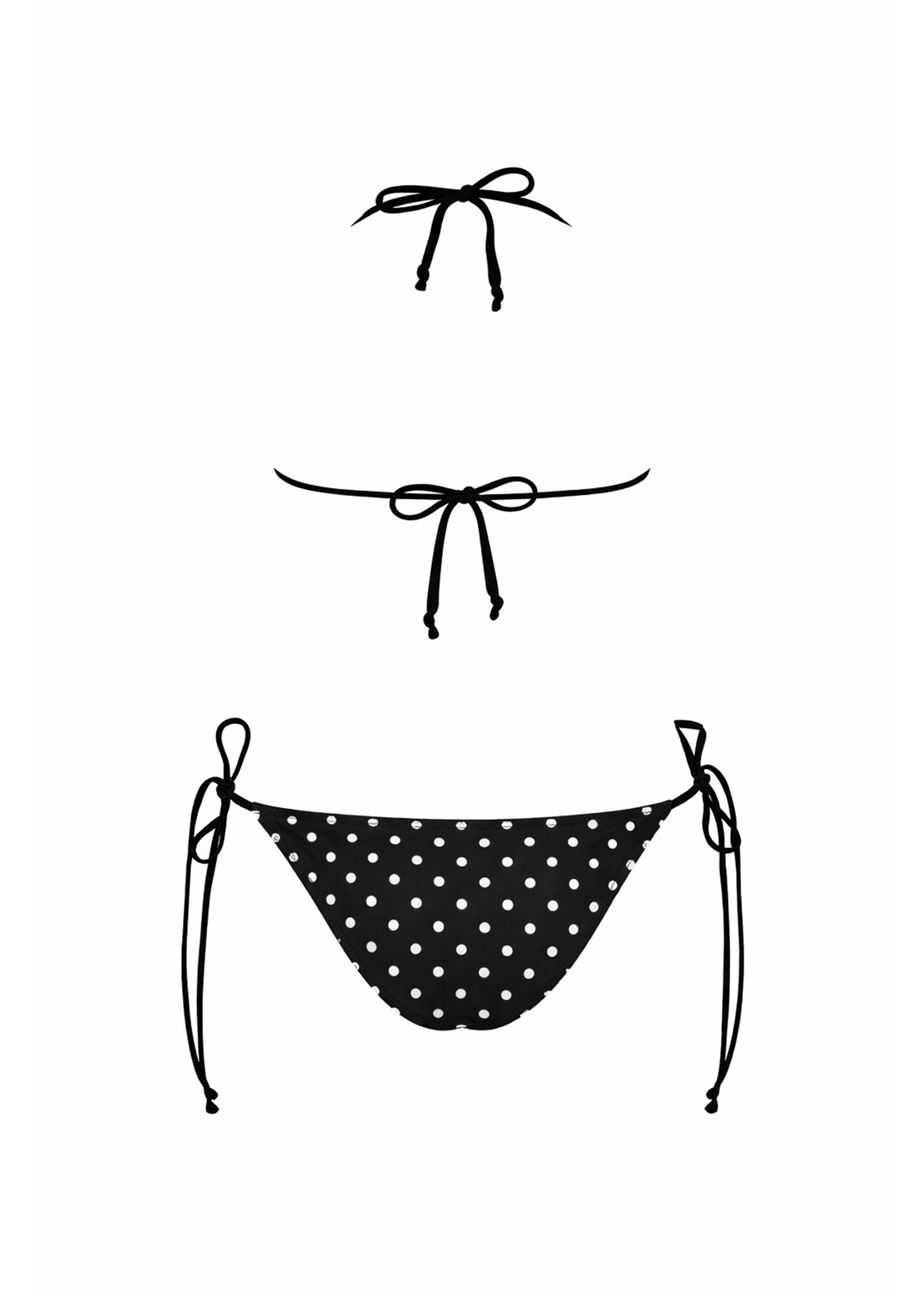 Brigitte Bikini - Schwarz mit weißen Punkten