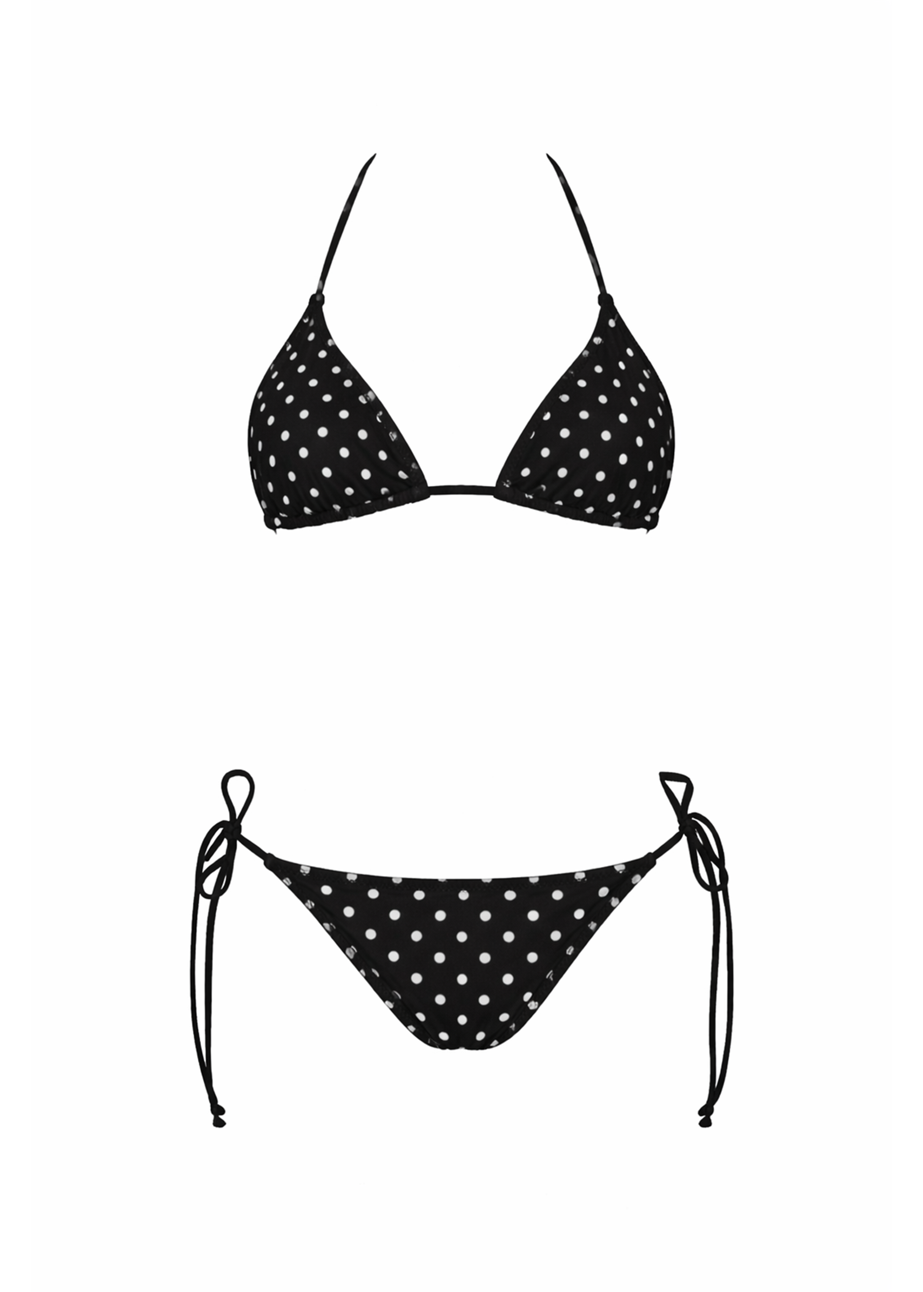 Brigitte Bikini - Black with White Polka Dots - Set