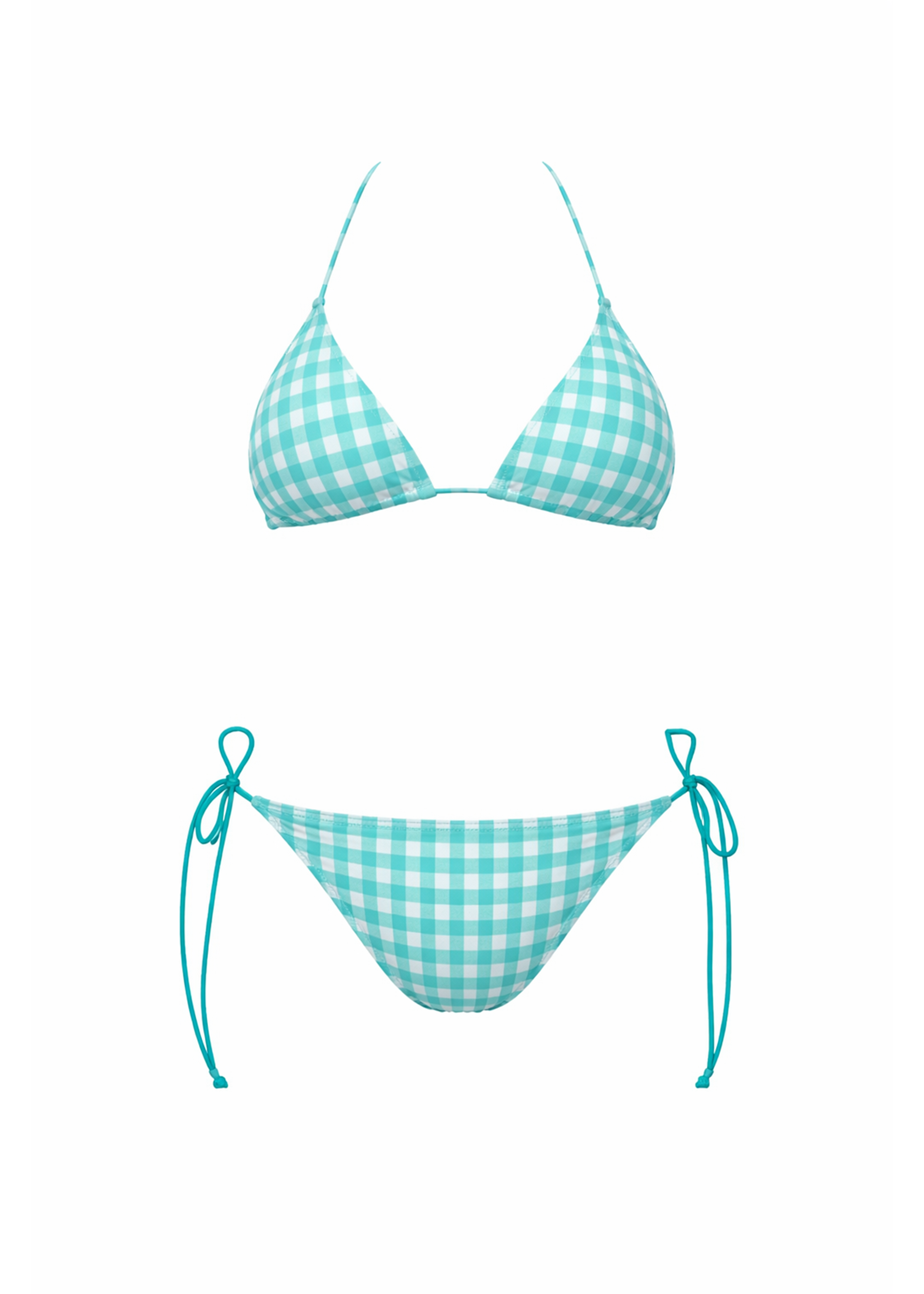 Brigitte Bikini - Cyan Plaid - Set