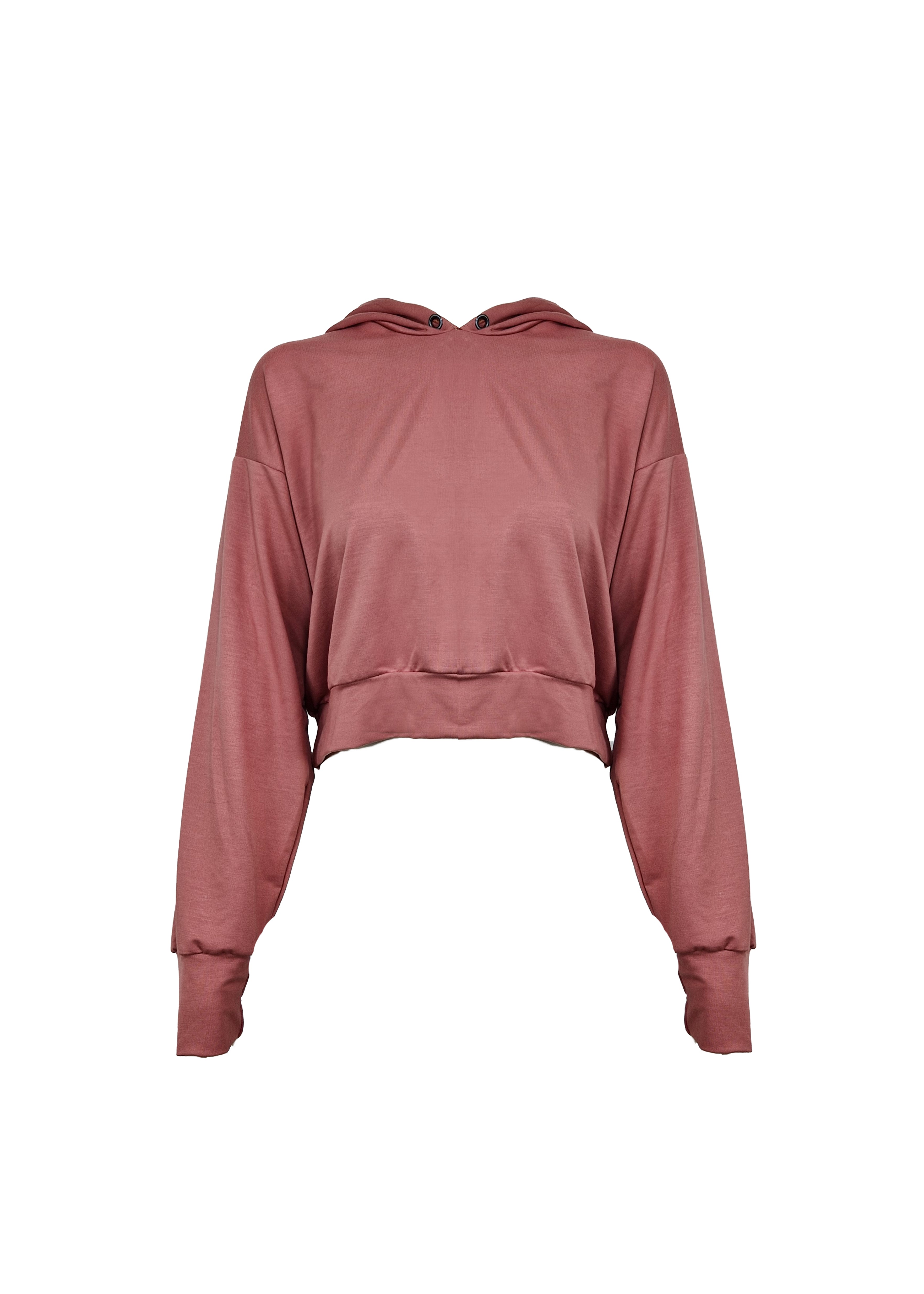 Georgia Cropped Hoodie - Dark Salmon