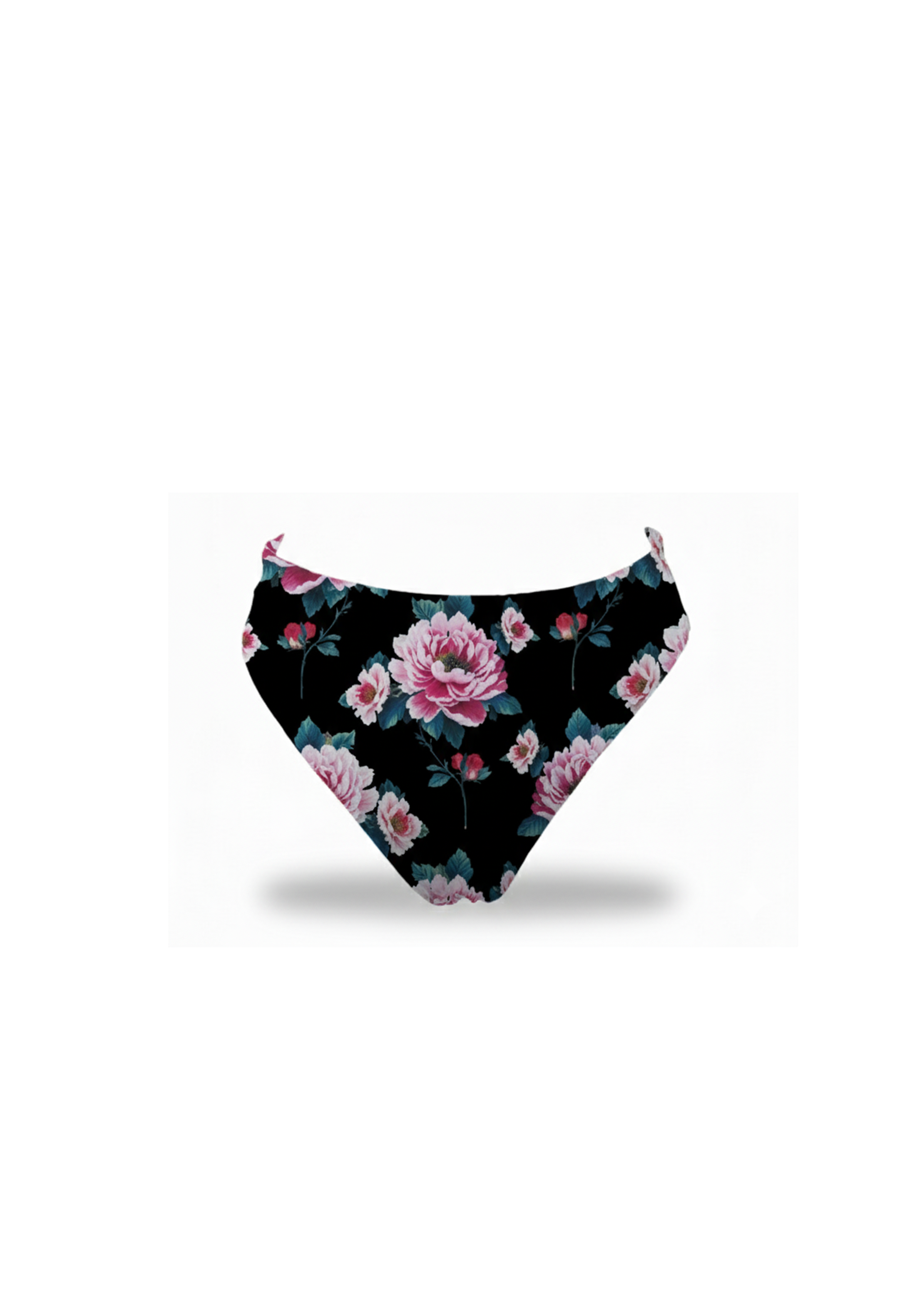 Diana Bikini - Pink Roses on Black - Bot