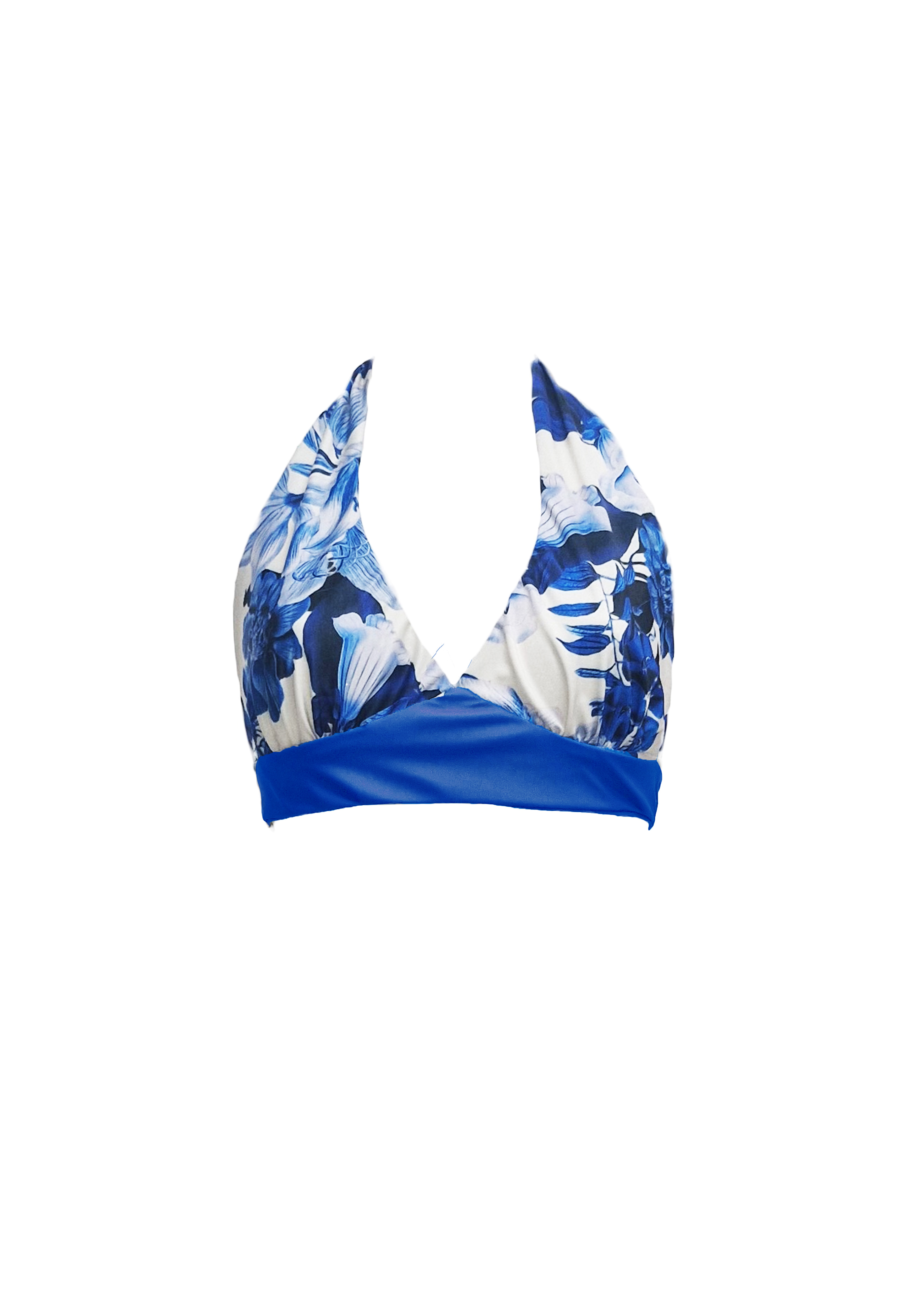 Rosa Bikini - Royal-Blue Flowers & Blue Straps - Top
