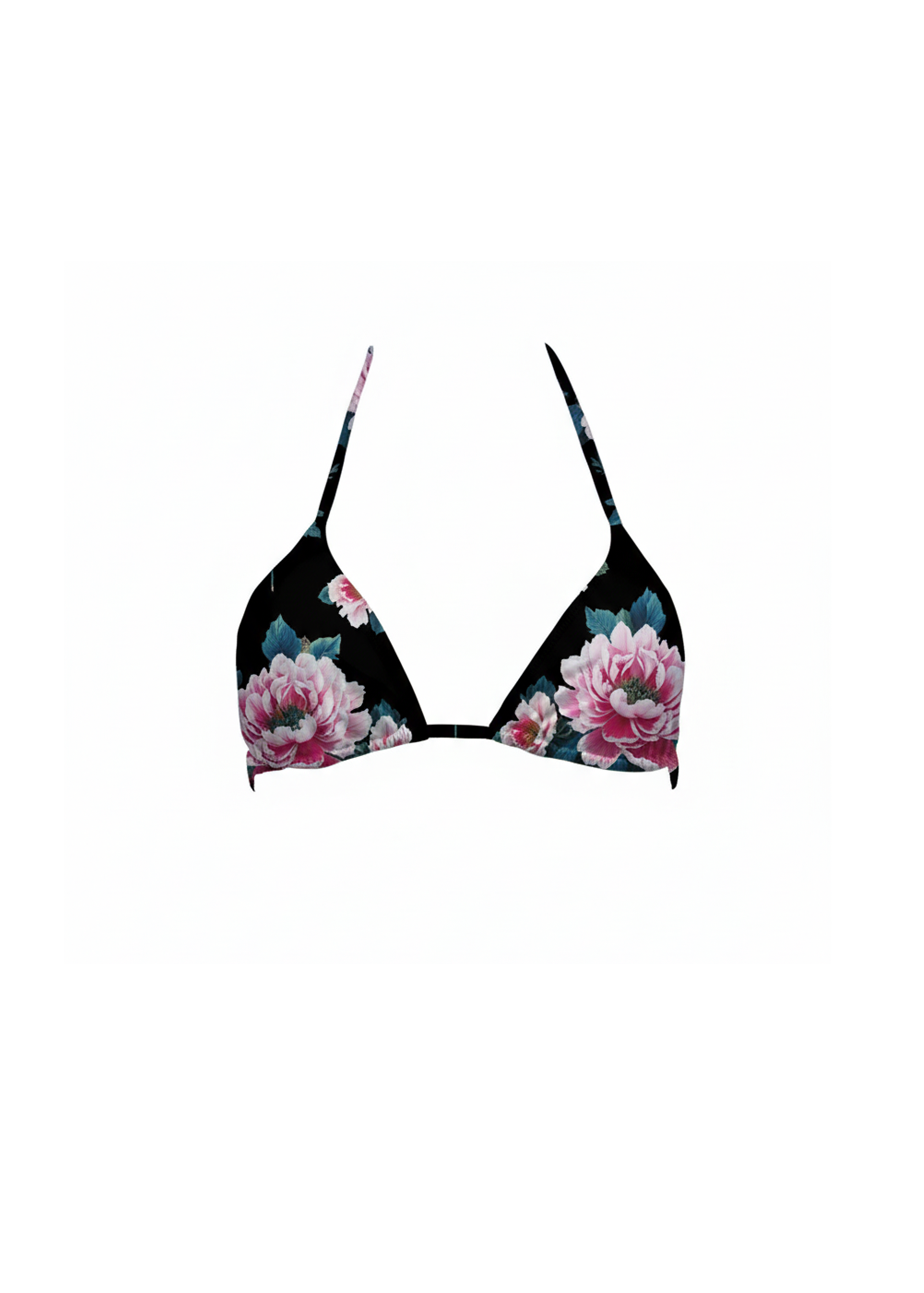Brigitte Bikini - Pink Roses on Black - Top