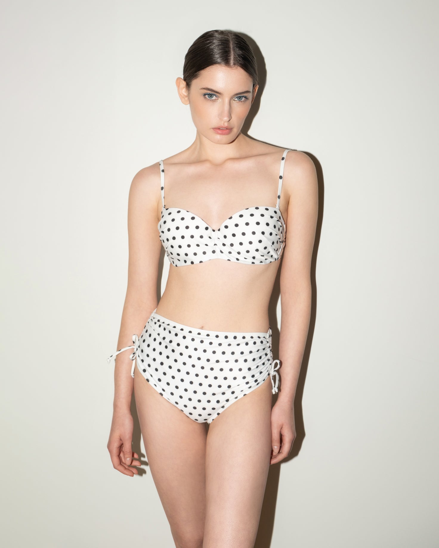 Monique Bikini - White & Black Polka Dots - Set