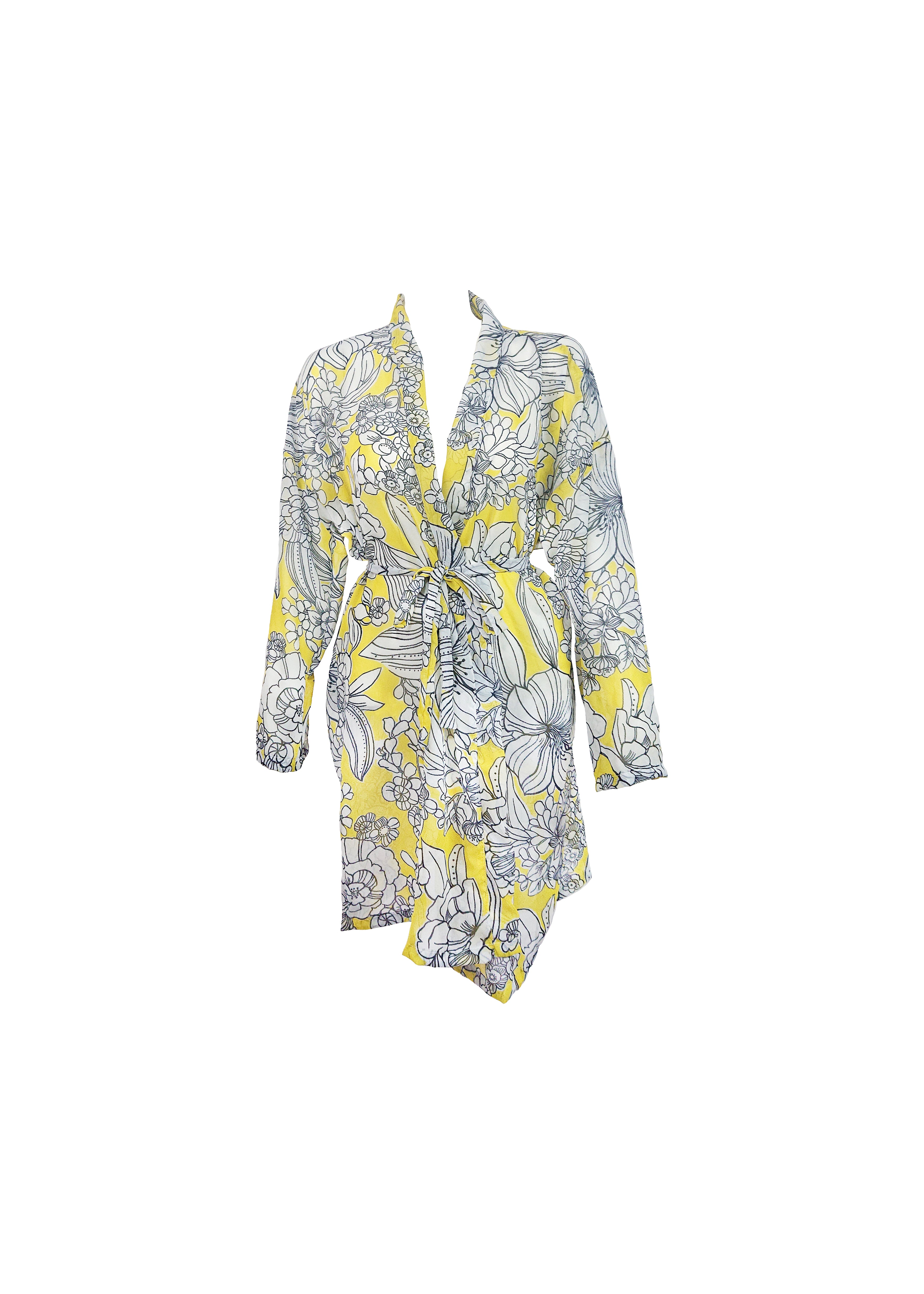 Fiona Beach Kimono - Yellow Emily Floral