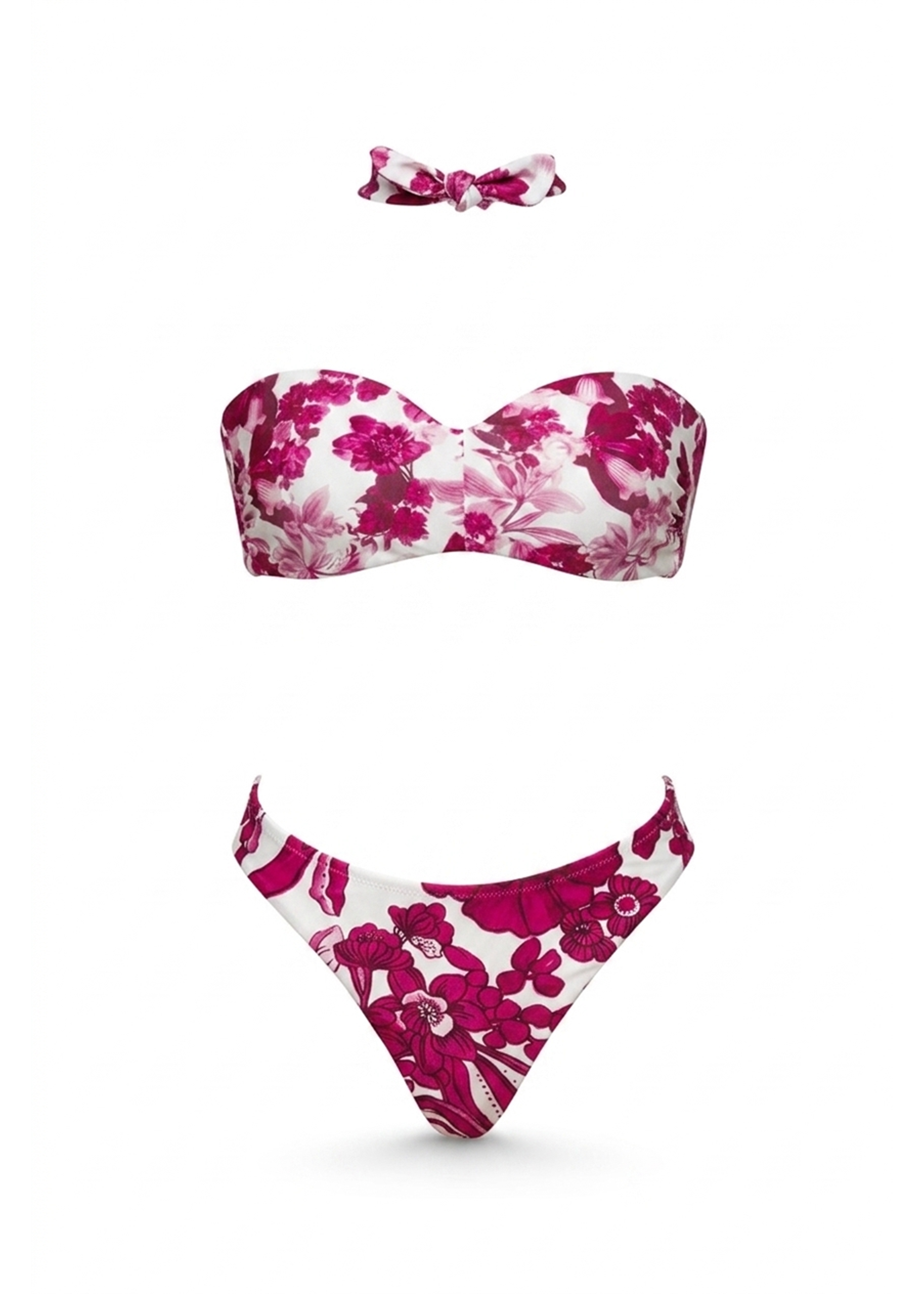 Shirley Bikini -Royal-Fuchsia Blumen