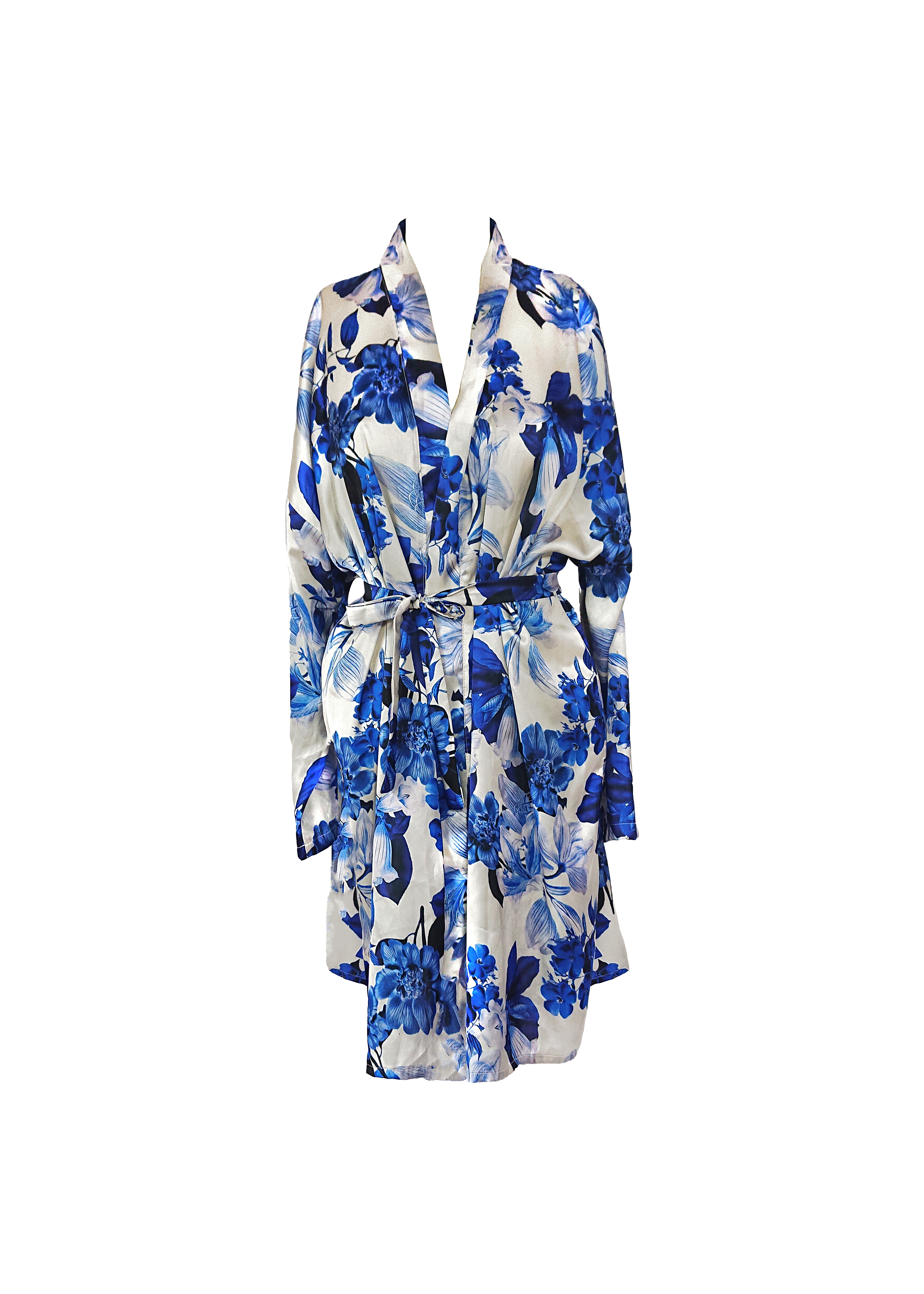 Fiona Beach Kimono - Royal-Blue Flowers