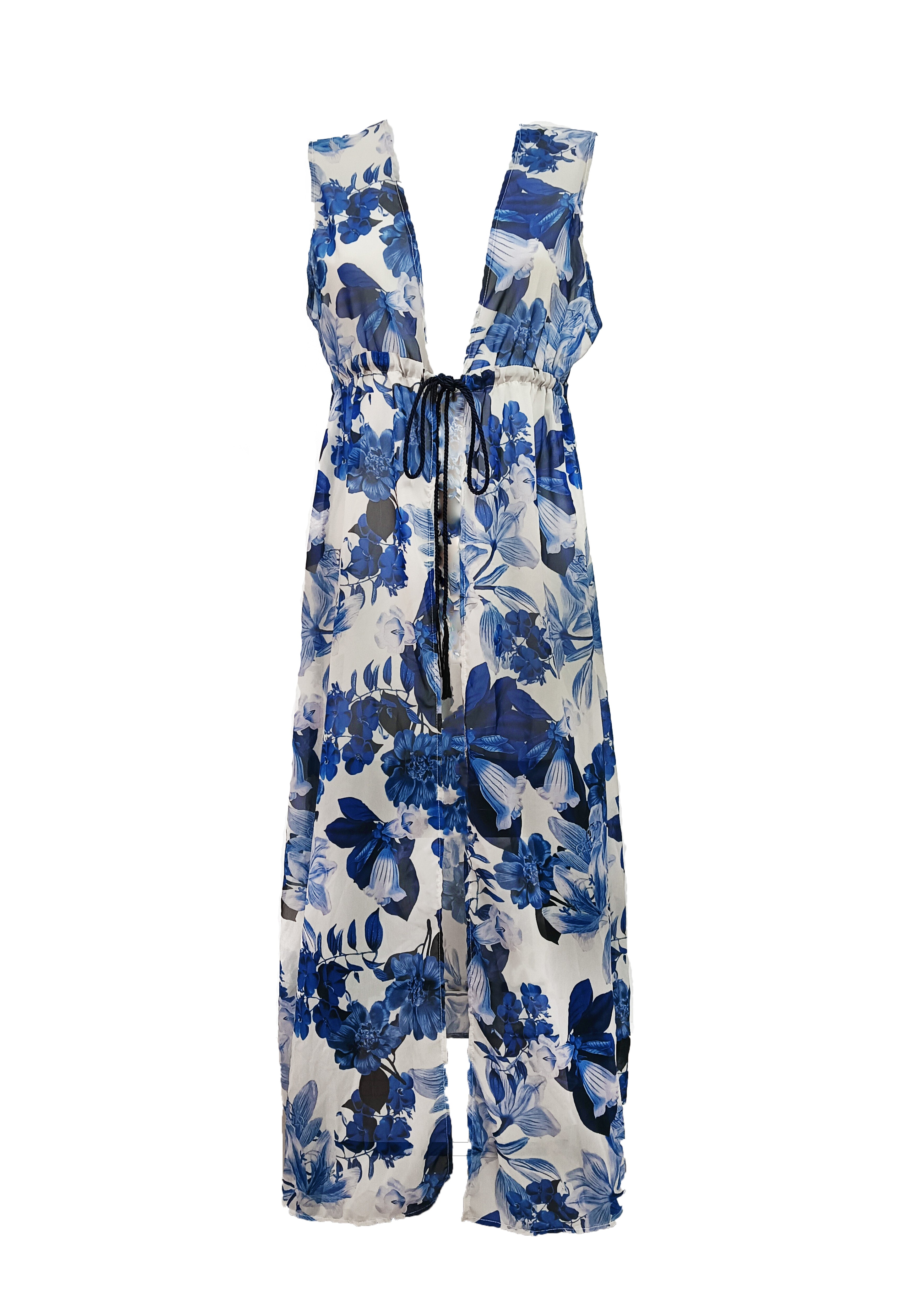 Anastasia Beach Dress - Royal Blue Flowers