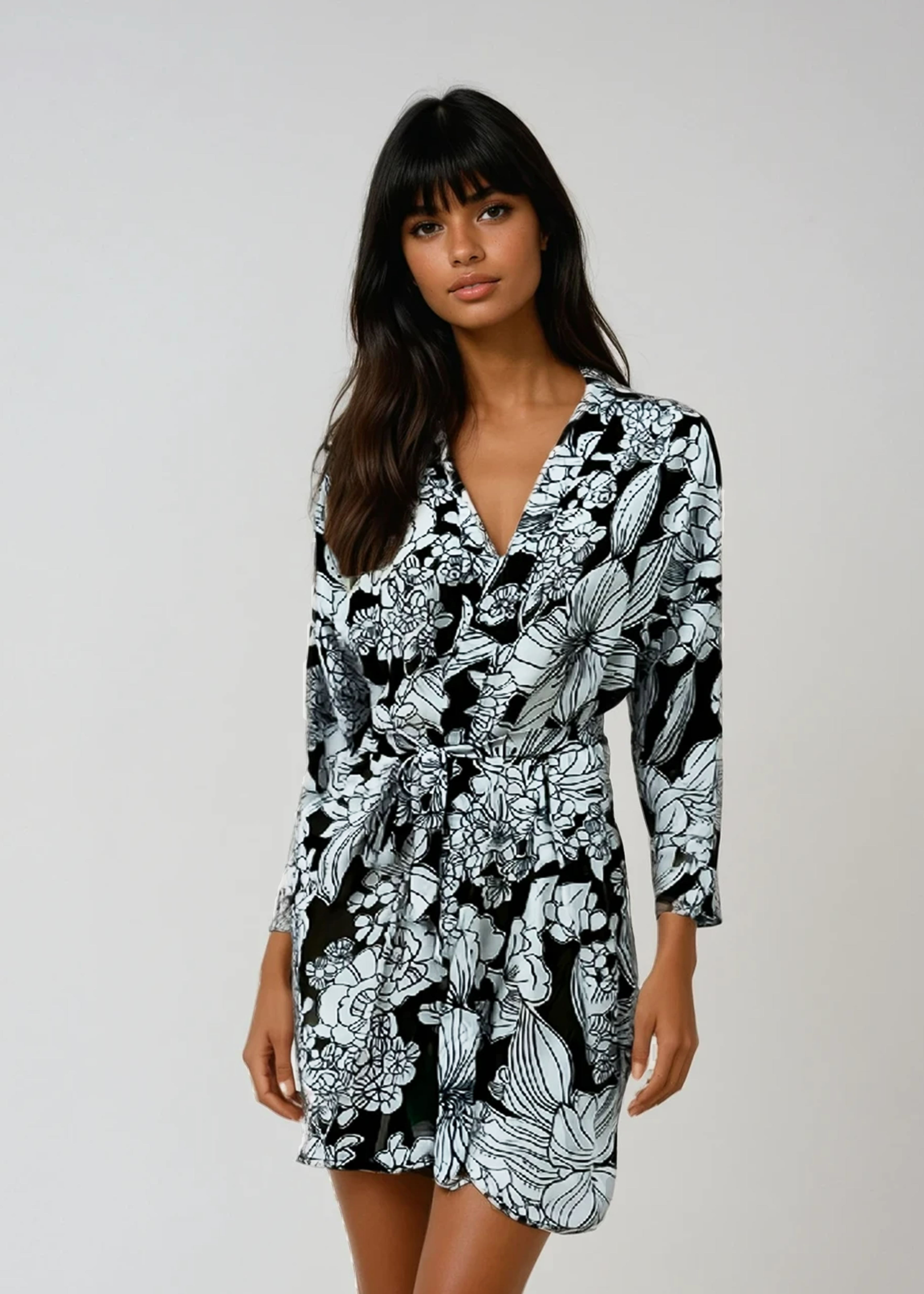 Fiona Beach Kimono - Black Emily Floral