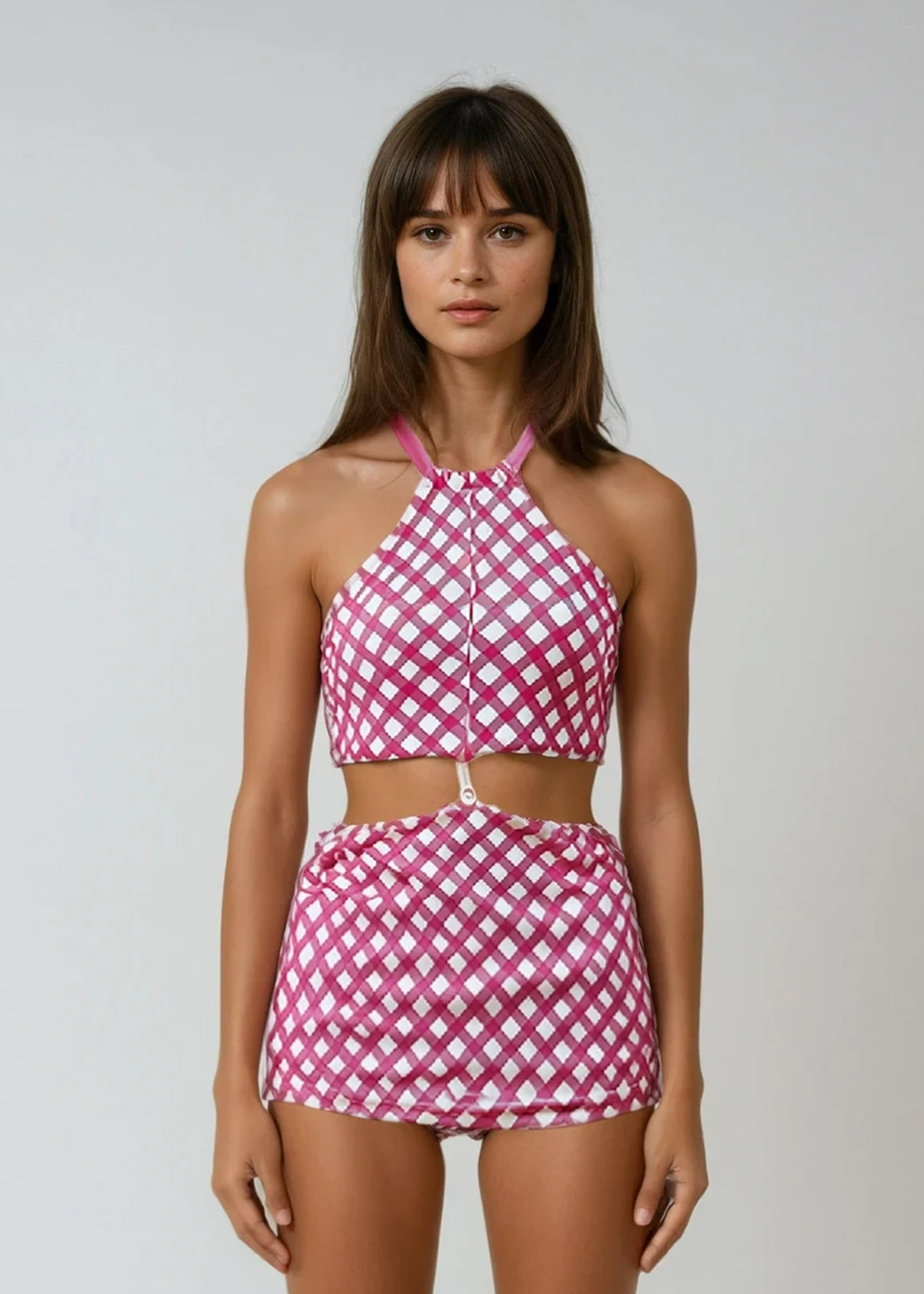 Maxine One piece- Fuchsia Plaid