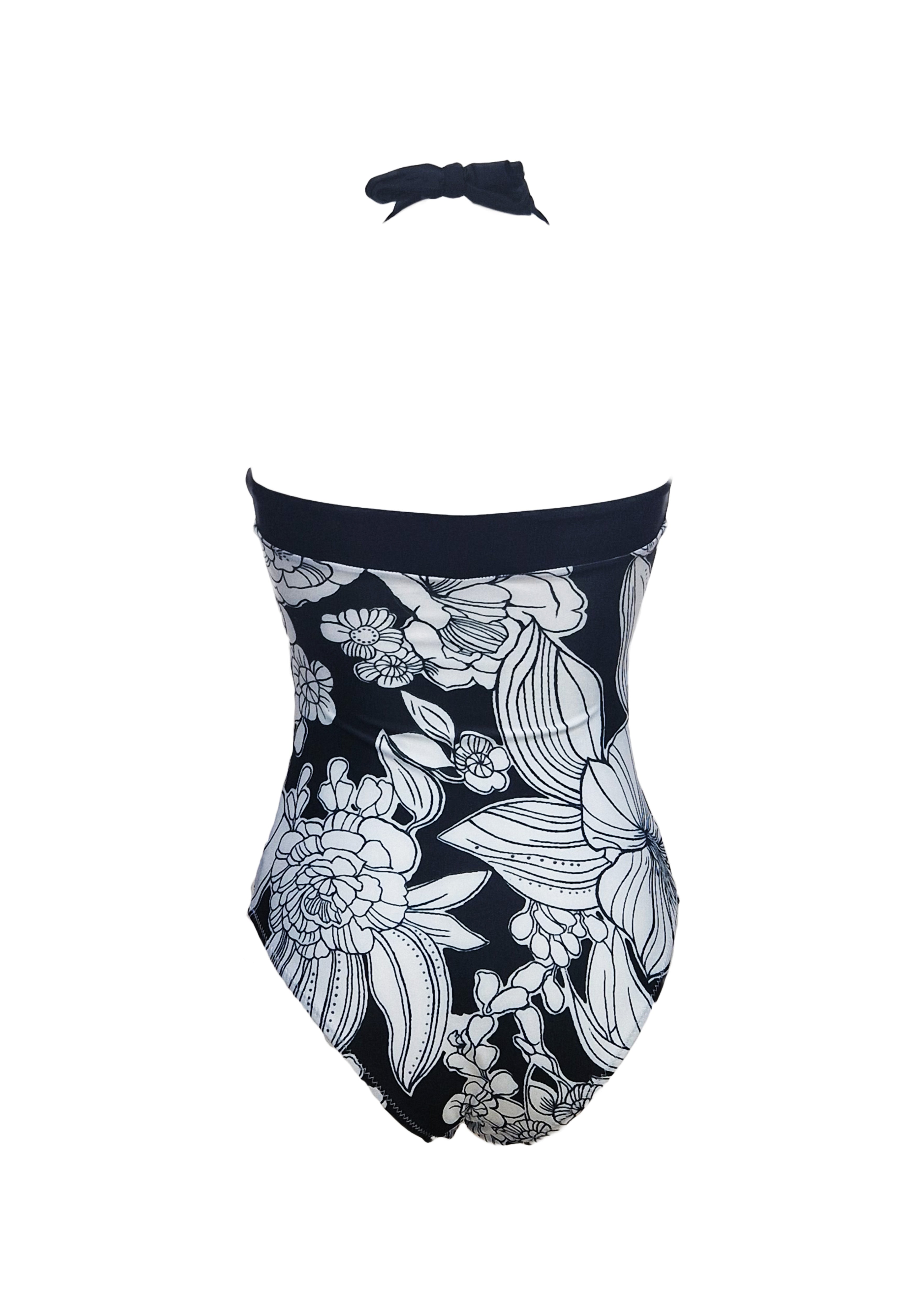 Evelyn One piece - Black Emily Floral & Black Straps