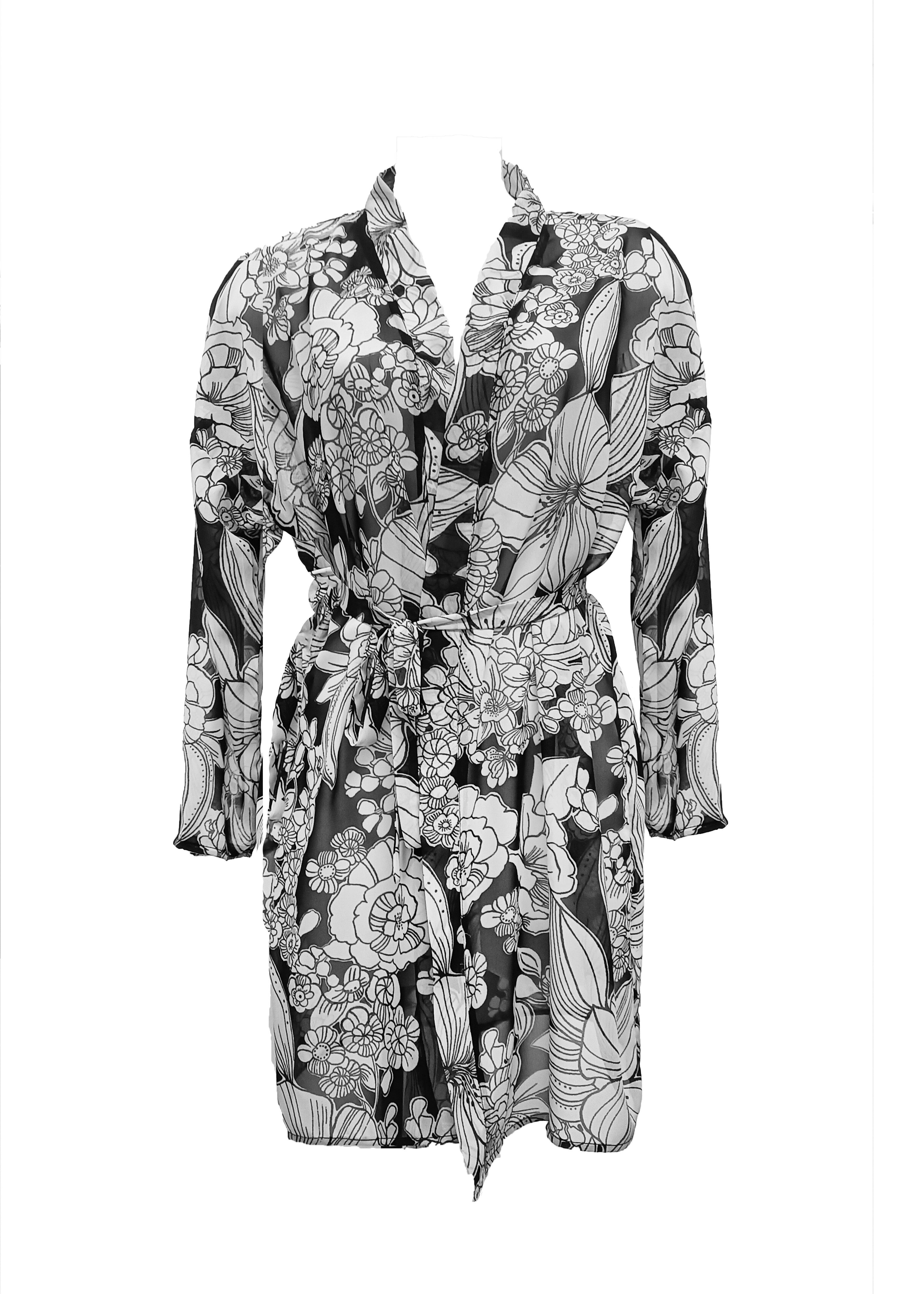 Fiona Beach Kimono - Black Emily Floral