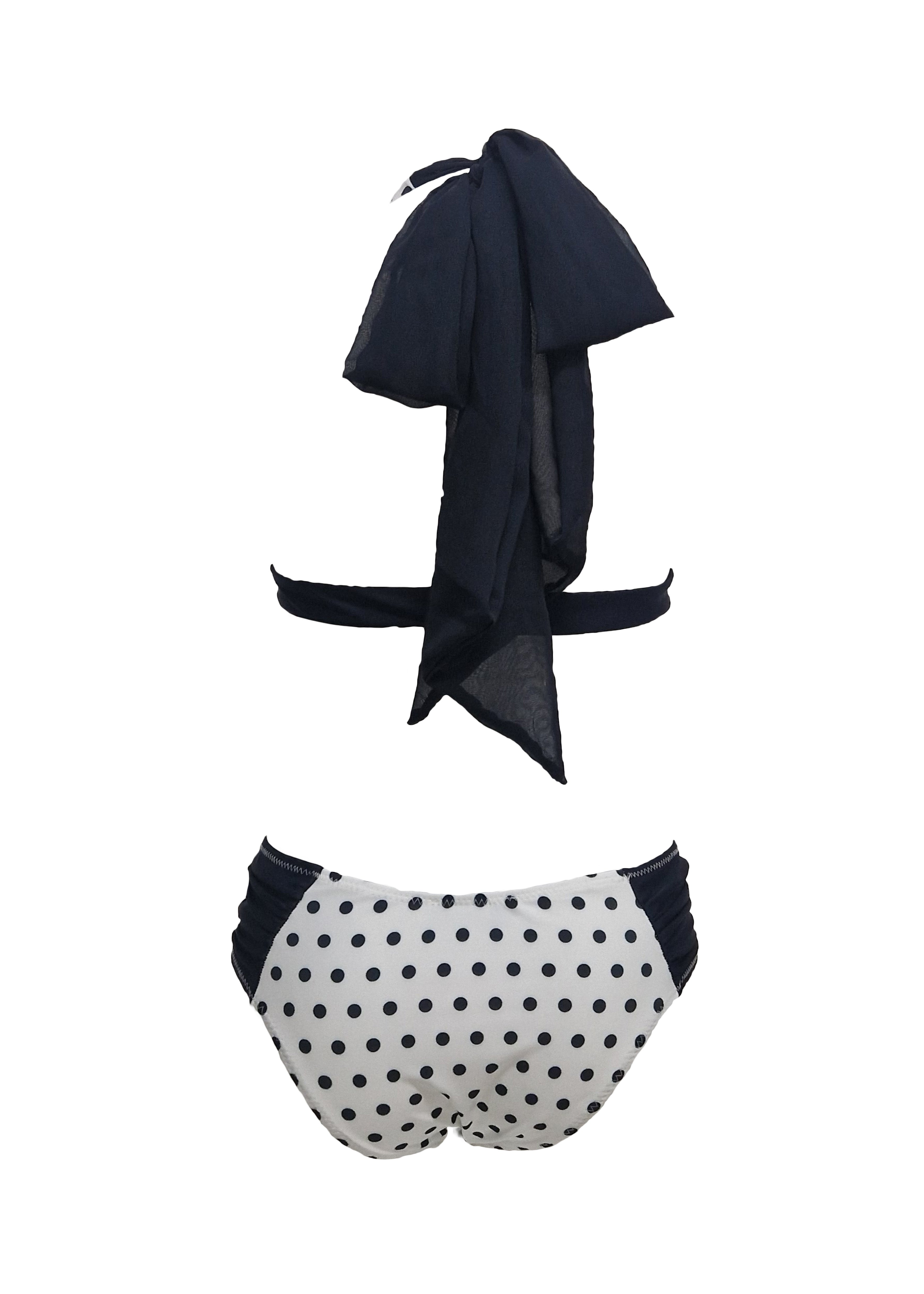 Rosa Bikini - Black Abyss & White with Black Polka Dots & Black Straps