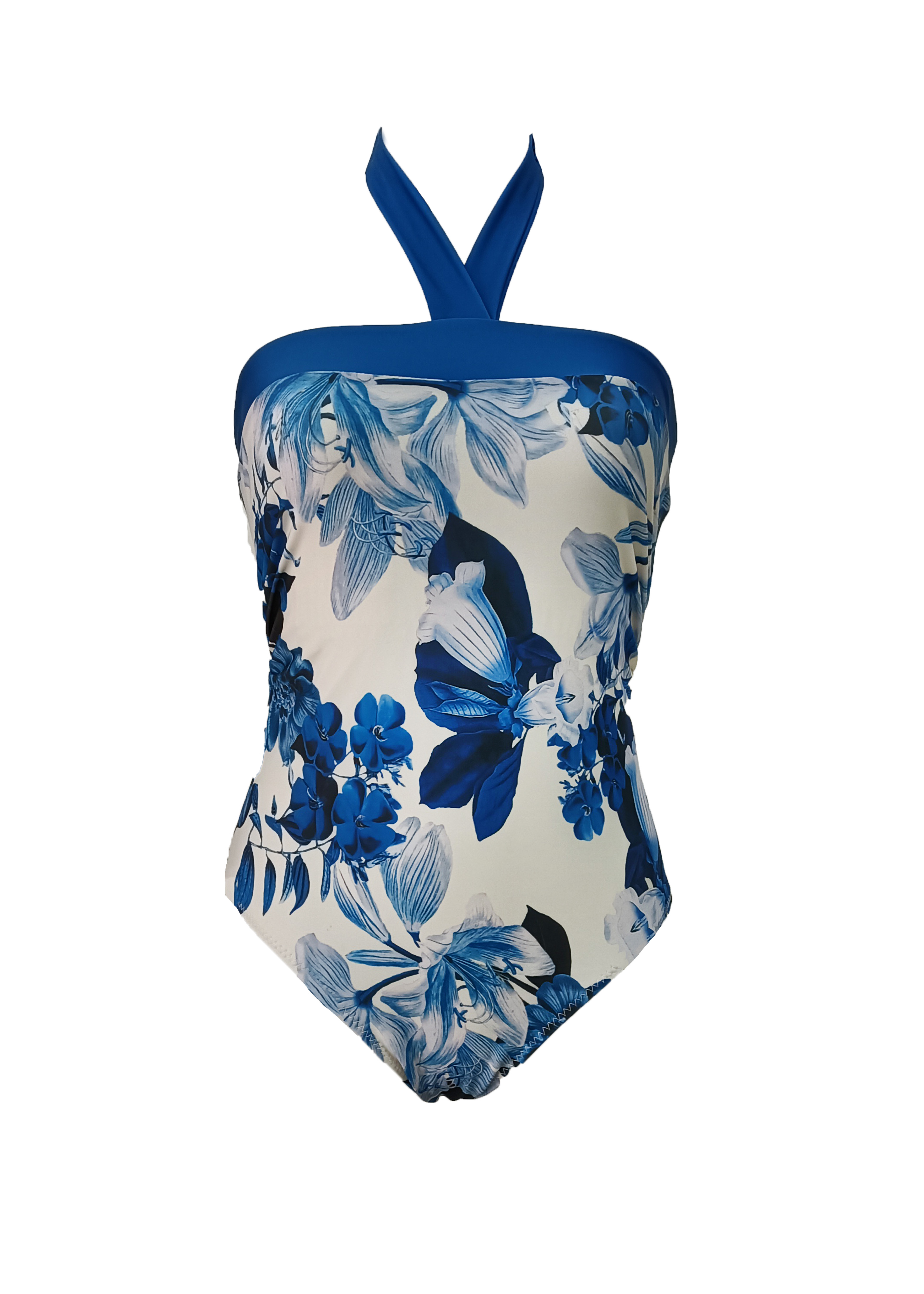 Evelyn One piece - Royal-Blue Flowers & Blue Straps