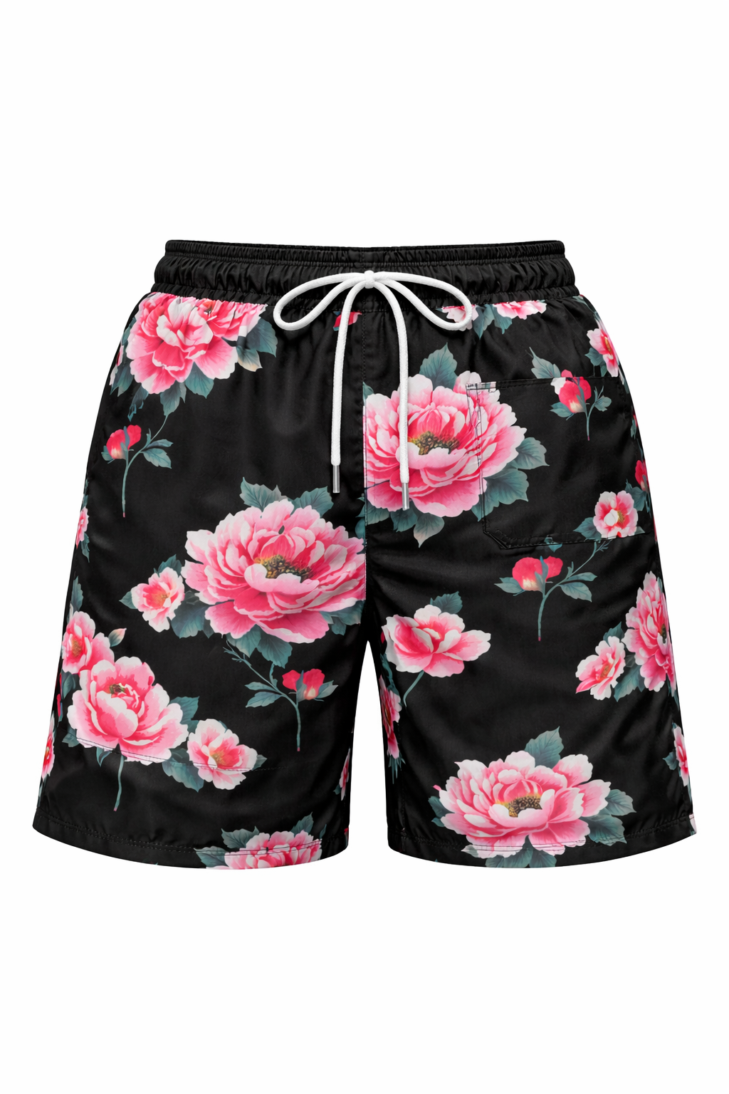 Aris Swim Shorts - Pink Roses on Black