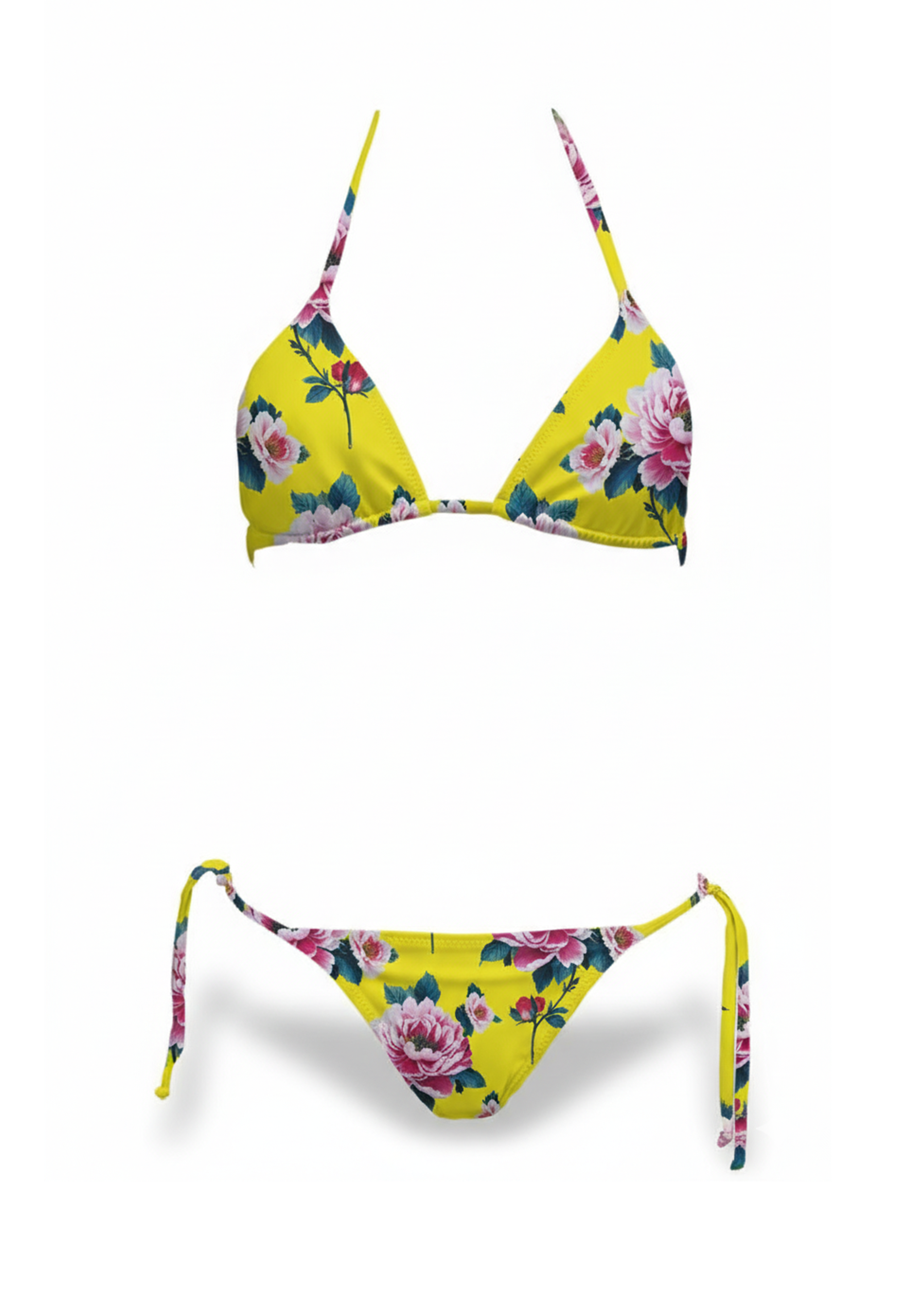 Brigitte Bikini - Pink Roses on Yellow