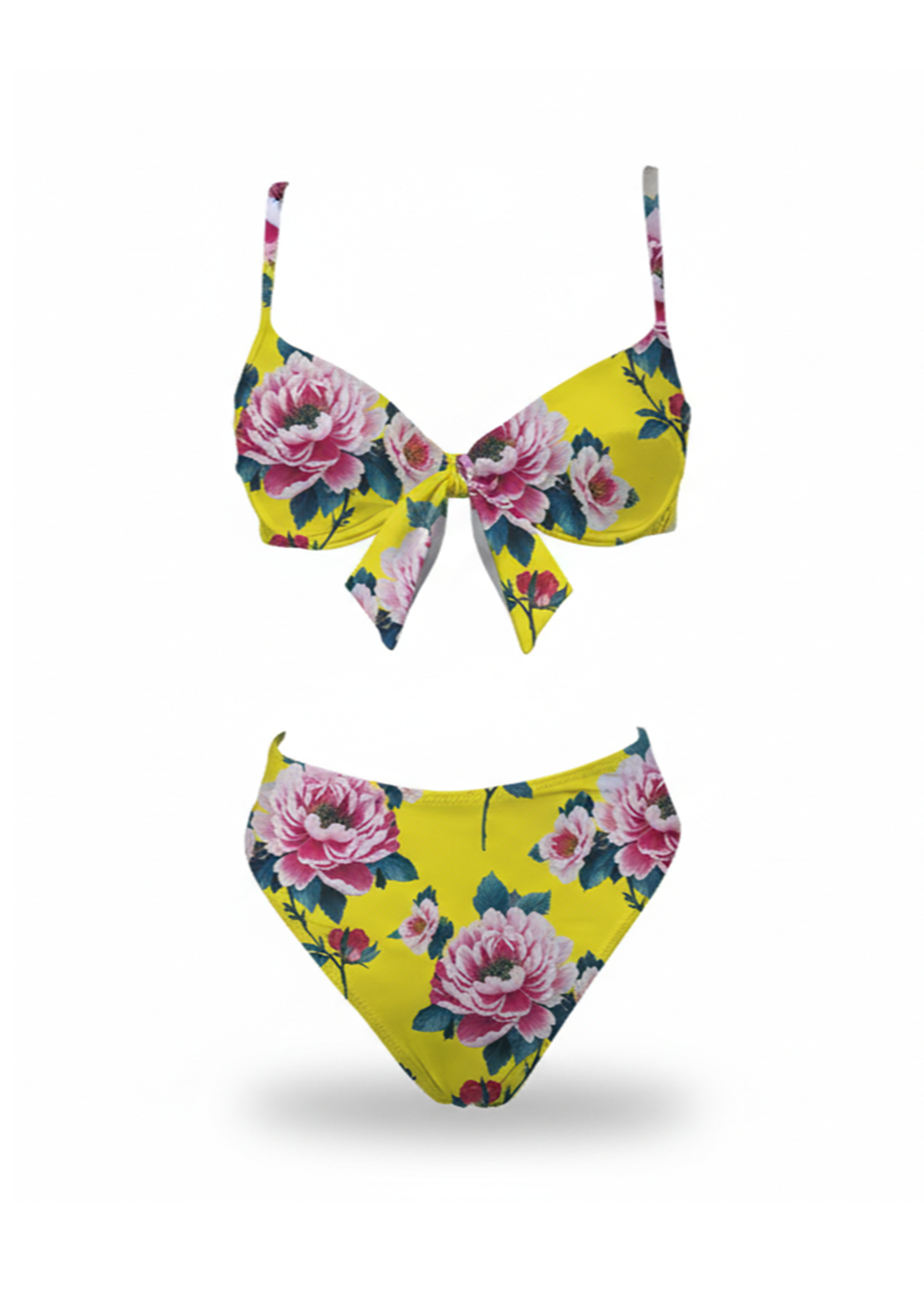 Diana Bikini - Pink Roses on Yellow