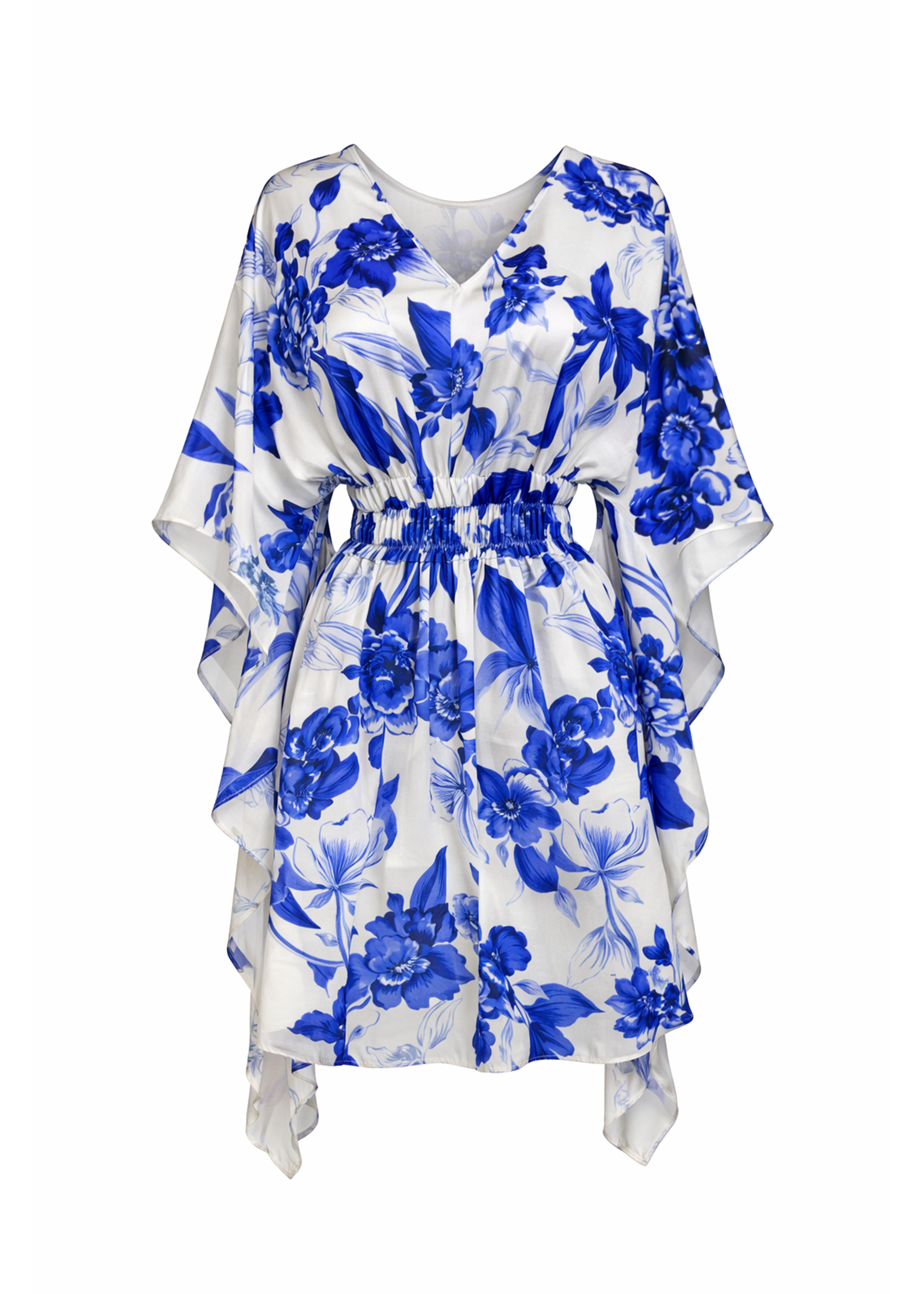 Alexia Beach Kaftan - Royal-Blue Flowers