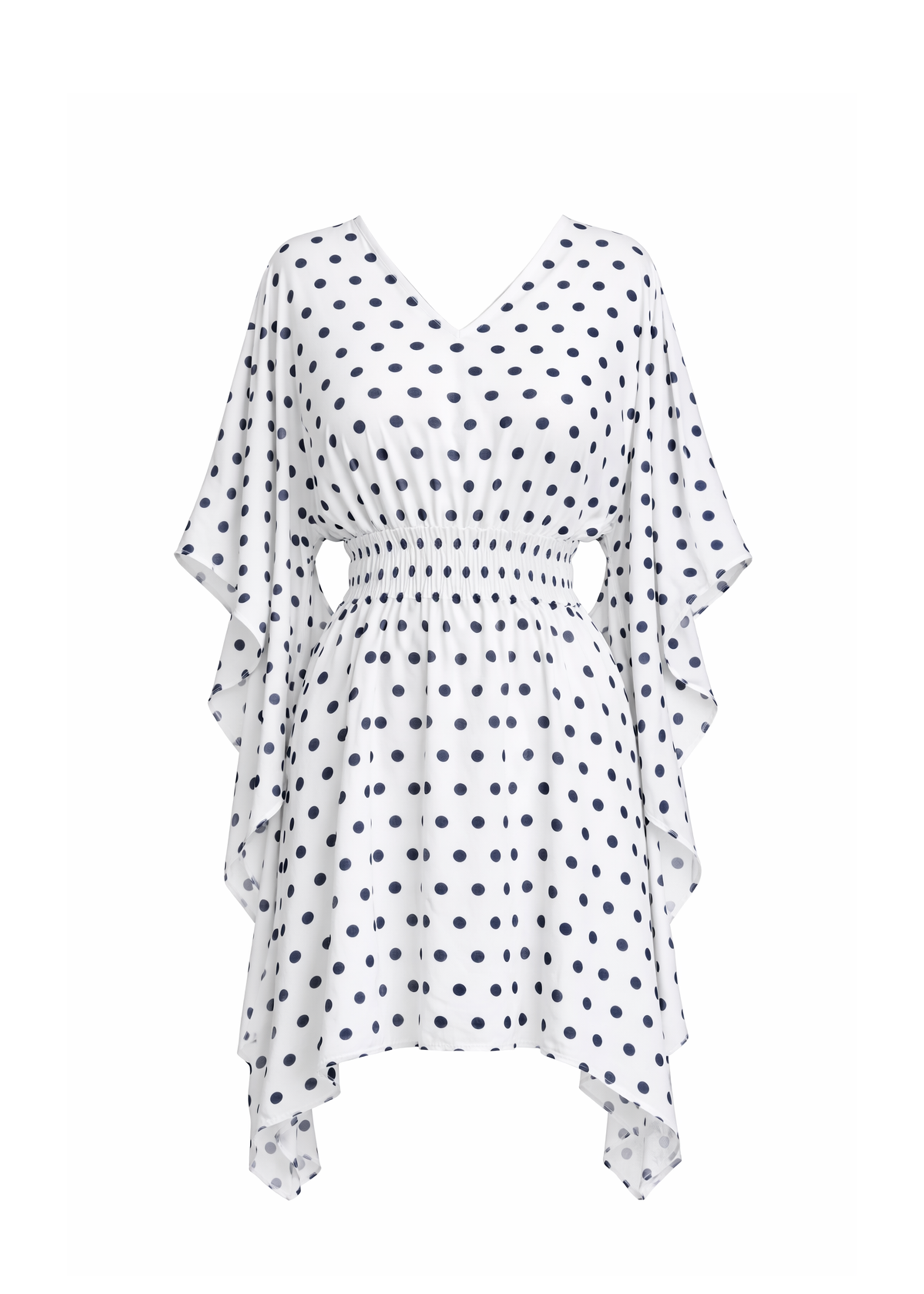 Amalia Resort Kaftan - White with Black Polka Dots
