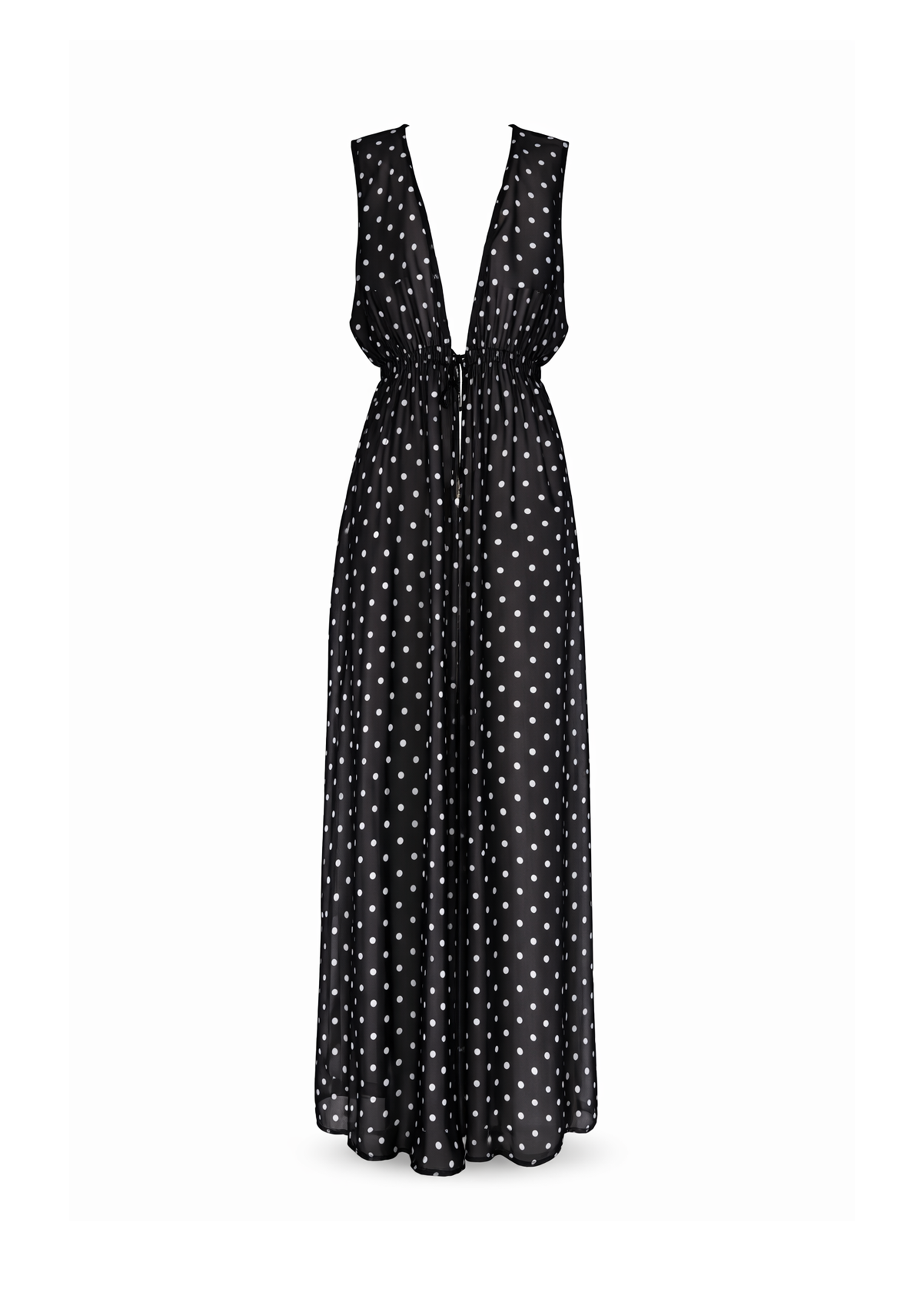 Anastasia Beach Dress - Black with White Polka Dots