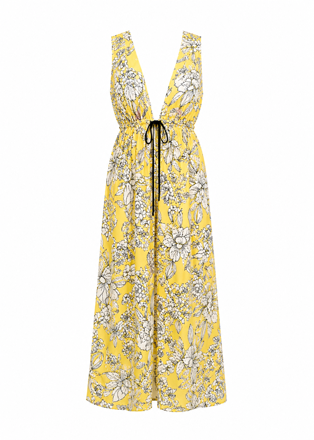 Anastasia Beach Dress - Yellow Emily Floral