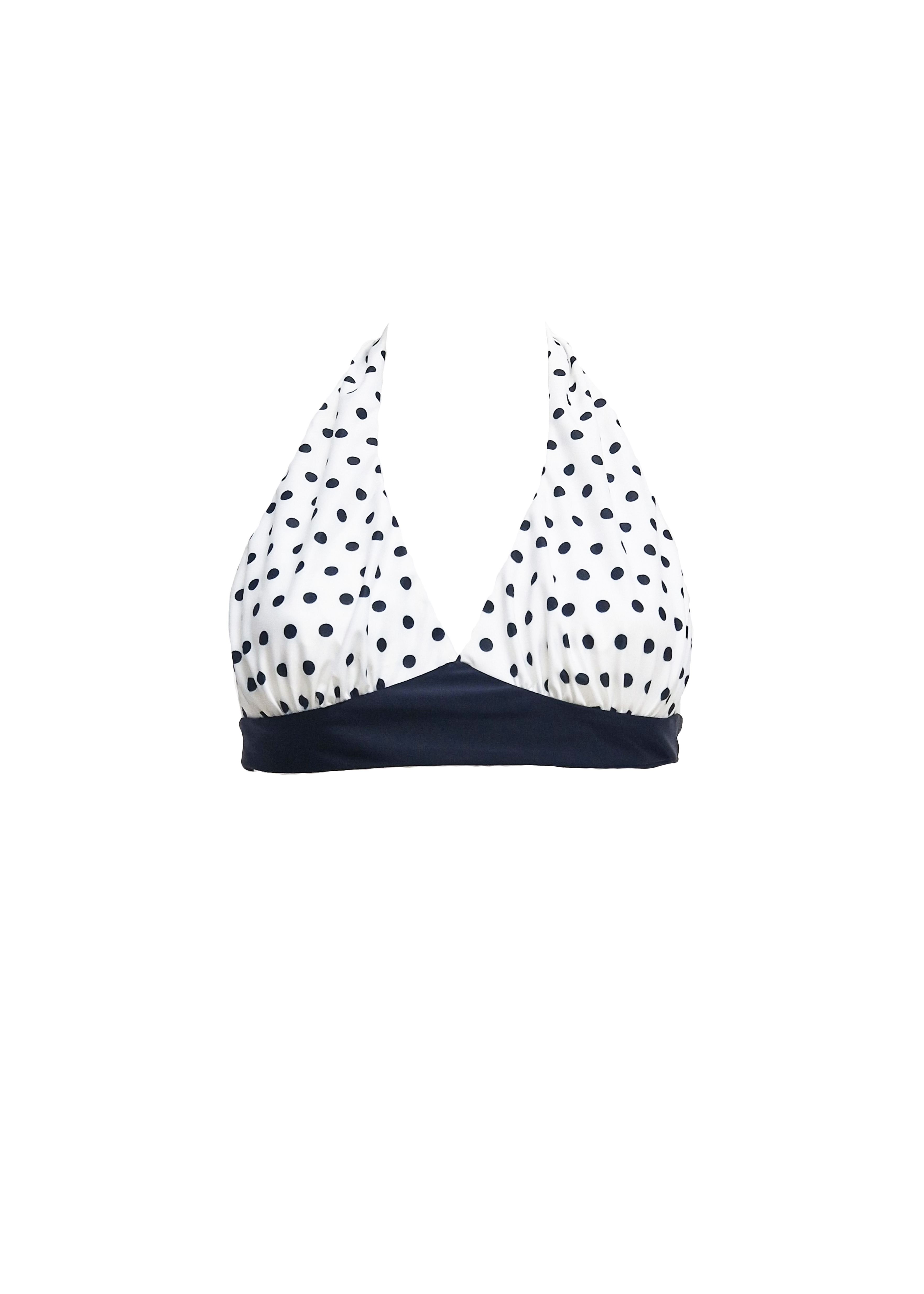 Rosa Bikini - Black Abyss & White with Black Polka Dots & Black Straps - Top