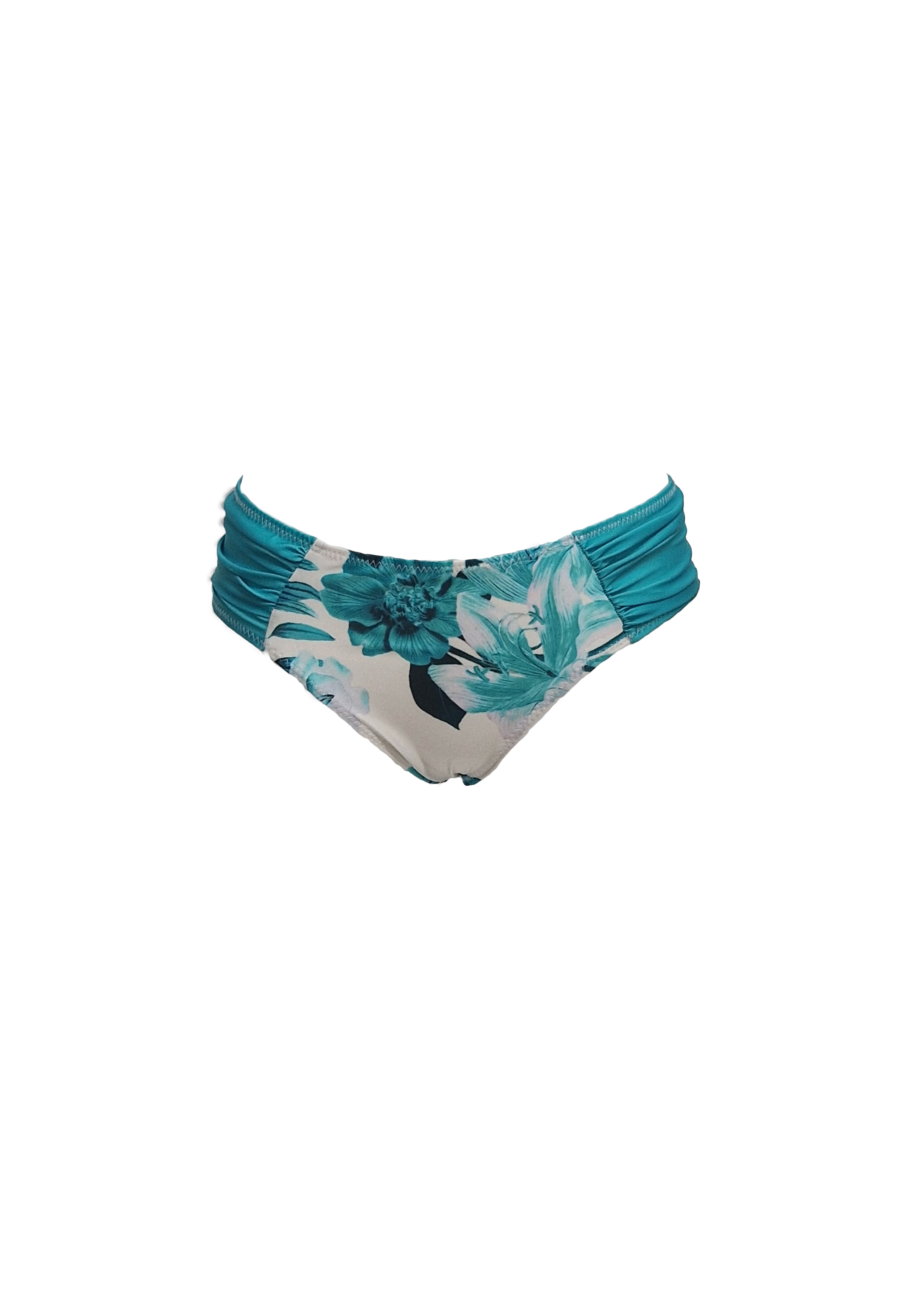 Rosa Bikini - Royal-Cyan Flowers & Cyan Straps - Bot