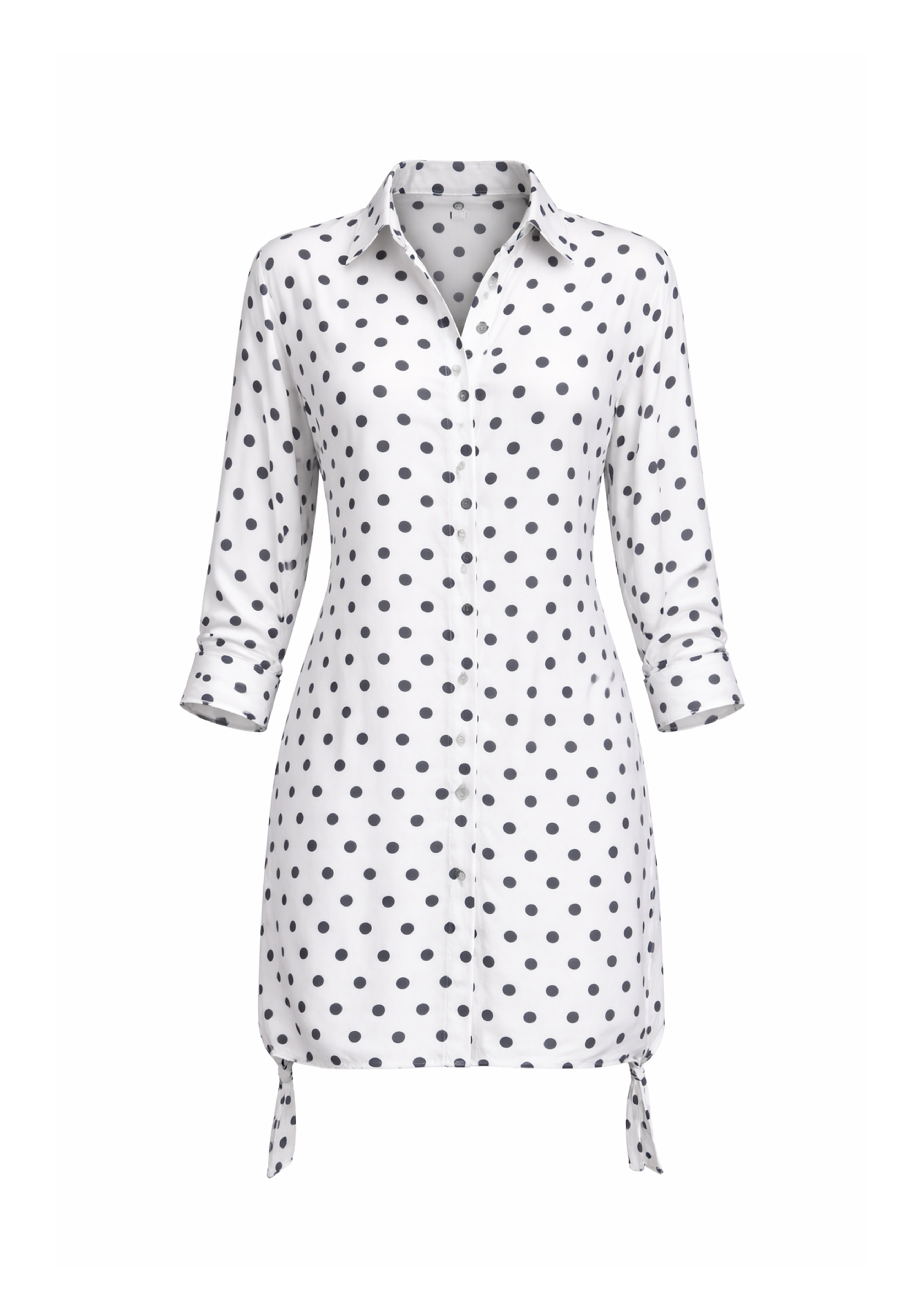 Nancy Beach Shirt - White with Black Polka Dots