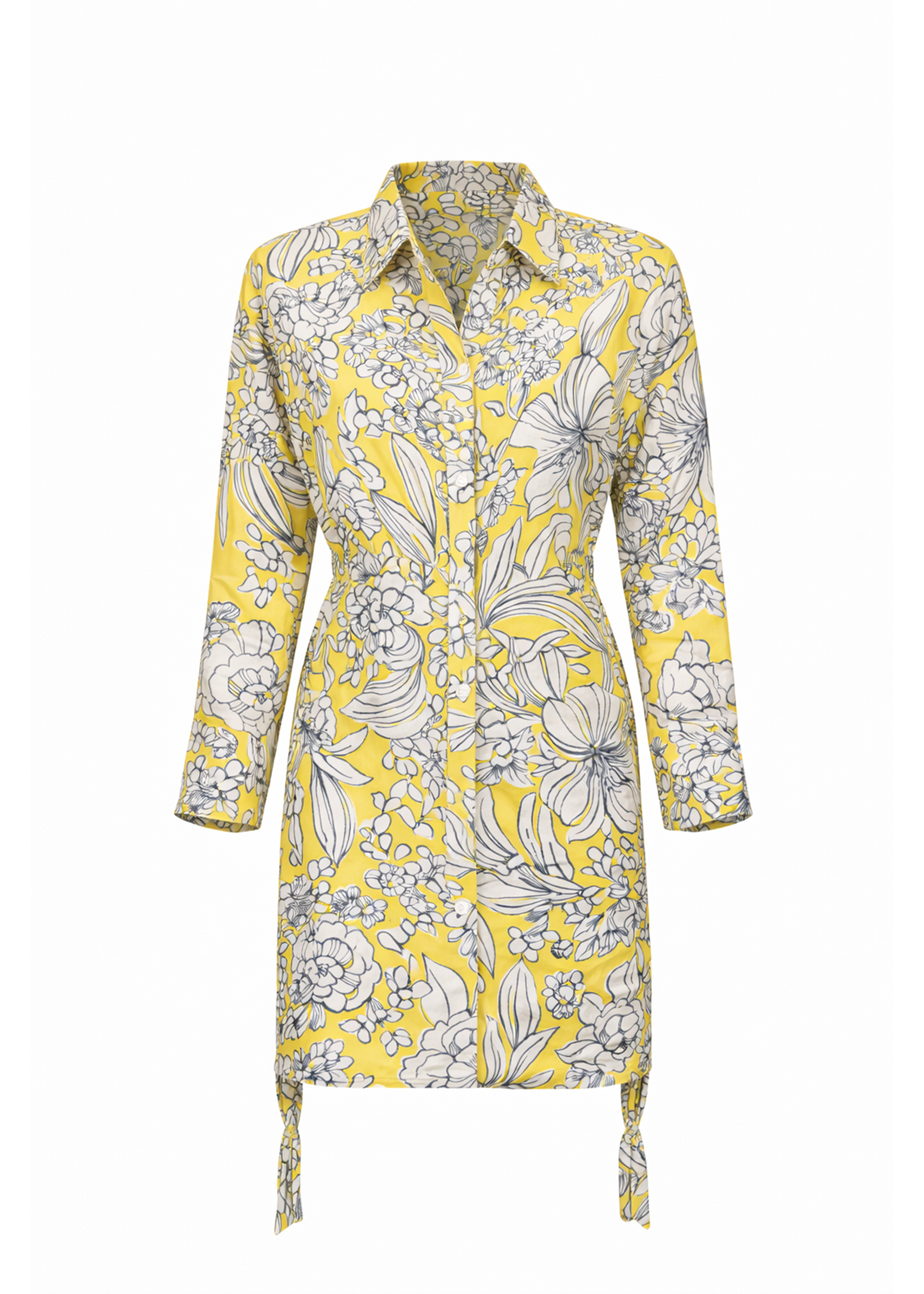 Nancy Beach Shirt - Yellow Emily Floral