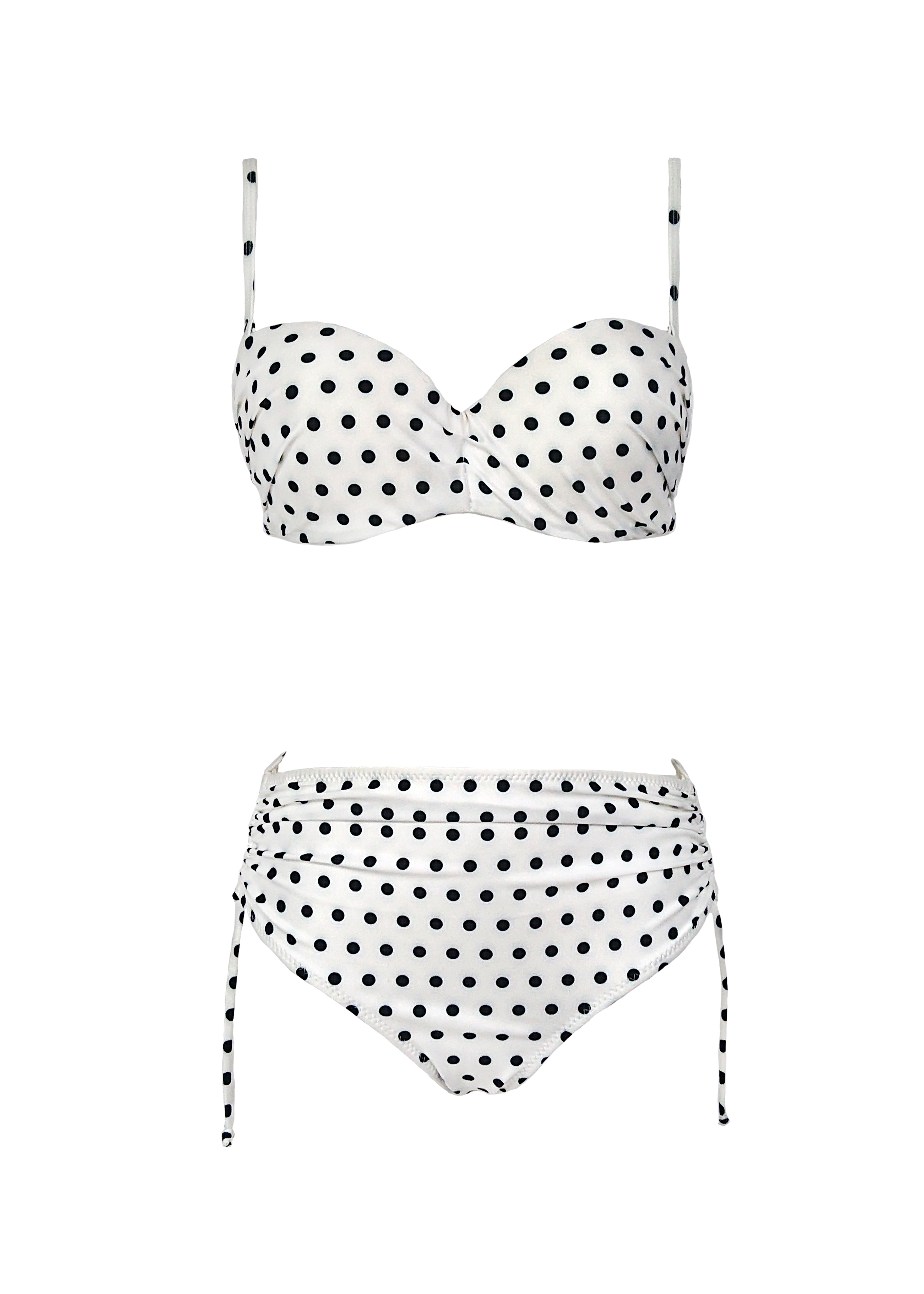 Monique Bikini - White & Black Polka Dots - Set