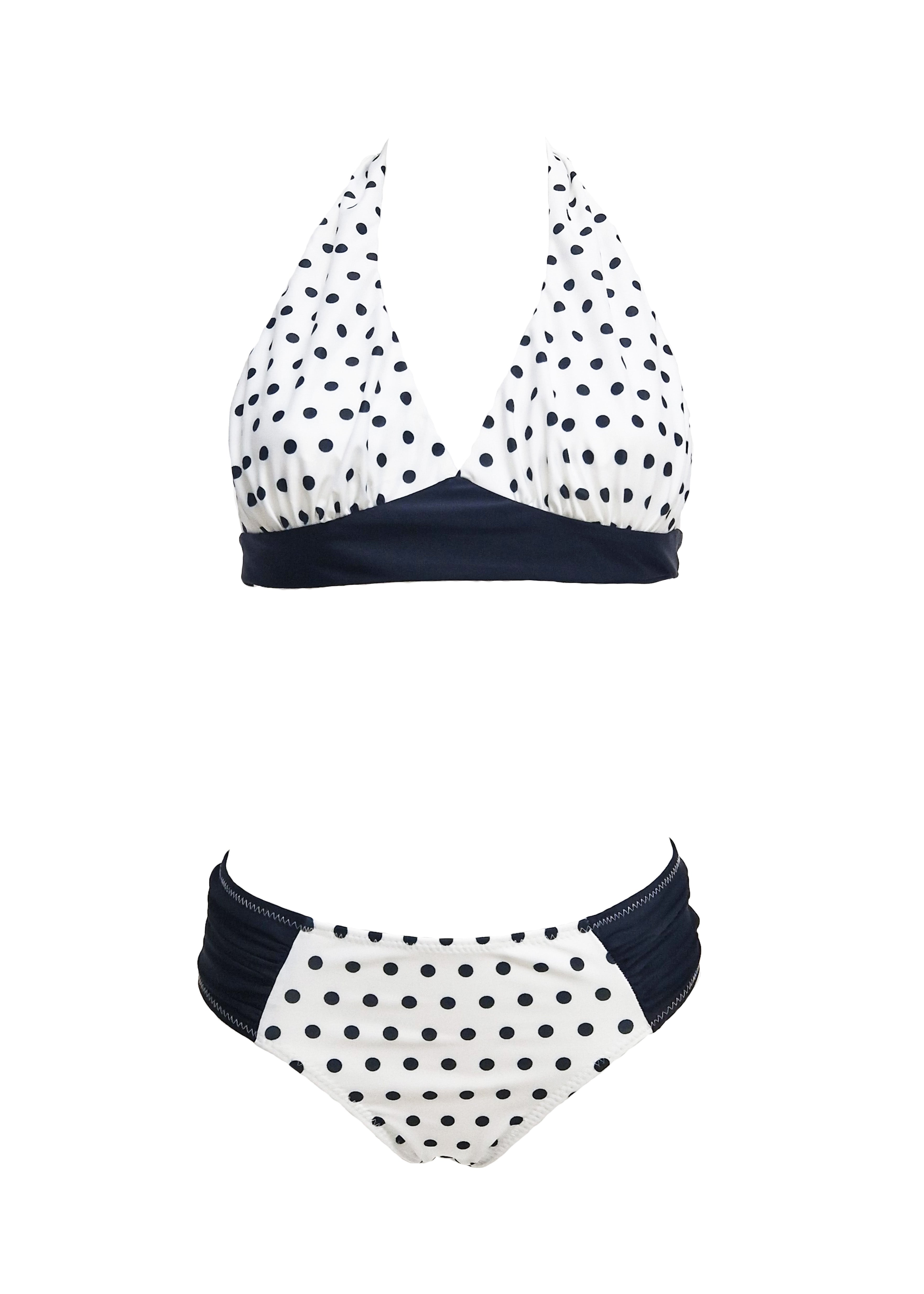Rosa Bikini - Black Abyss & White with Black Polka Dots & Black Straps - Set