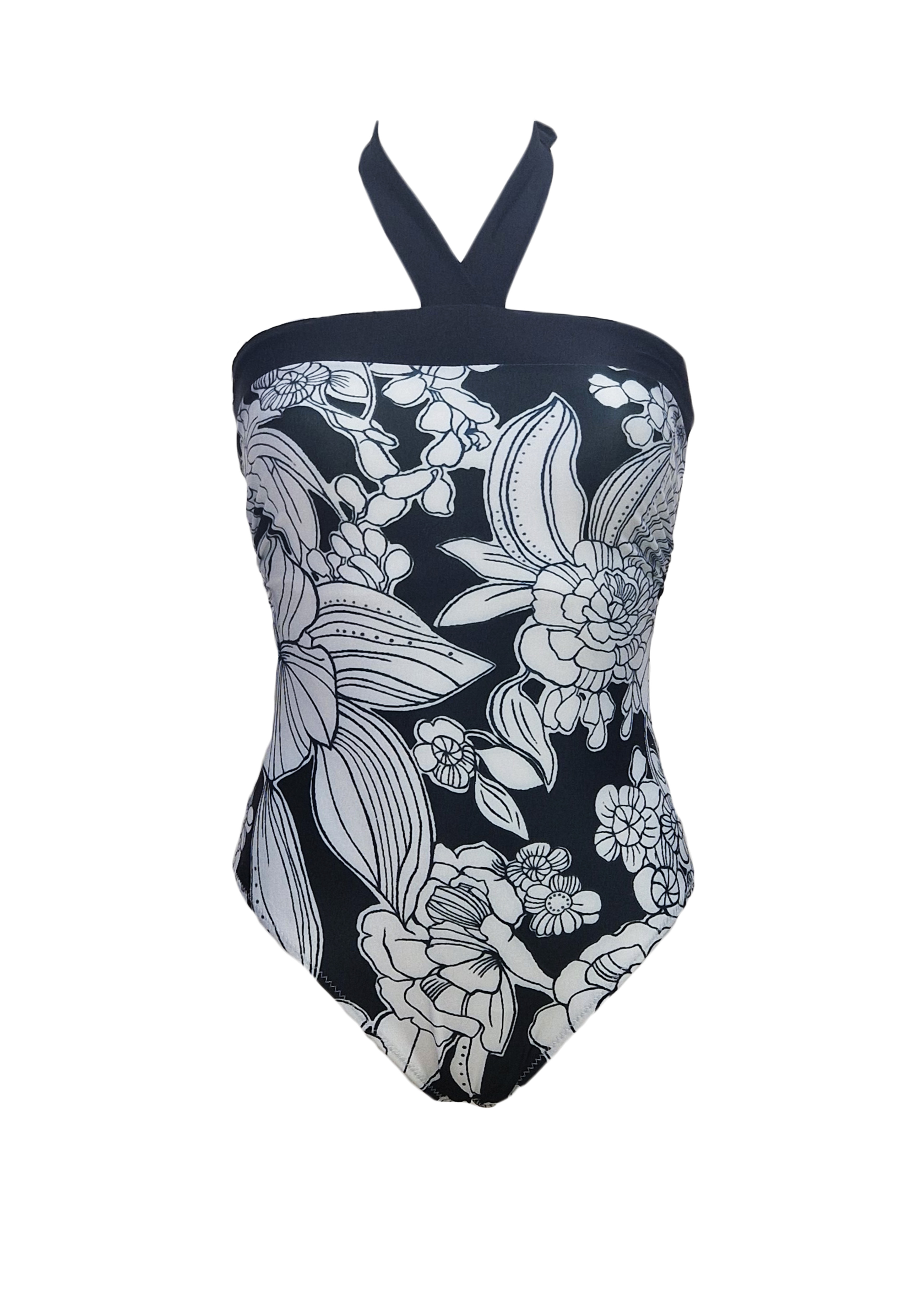 Evelyn One piece - Black Emily Floral & Black Straps