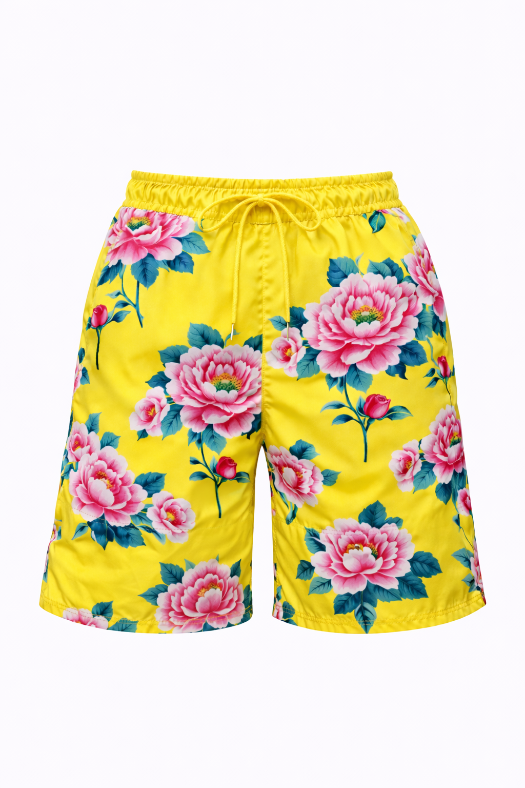 Aris Swim Shorts - Pink Roses on Yellow